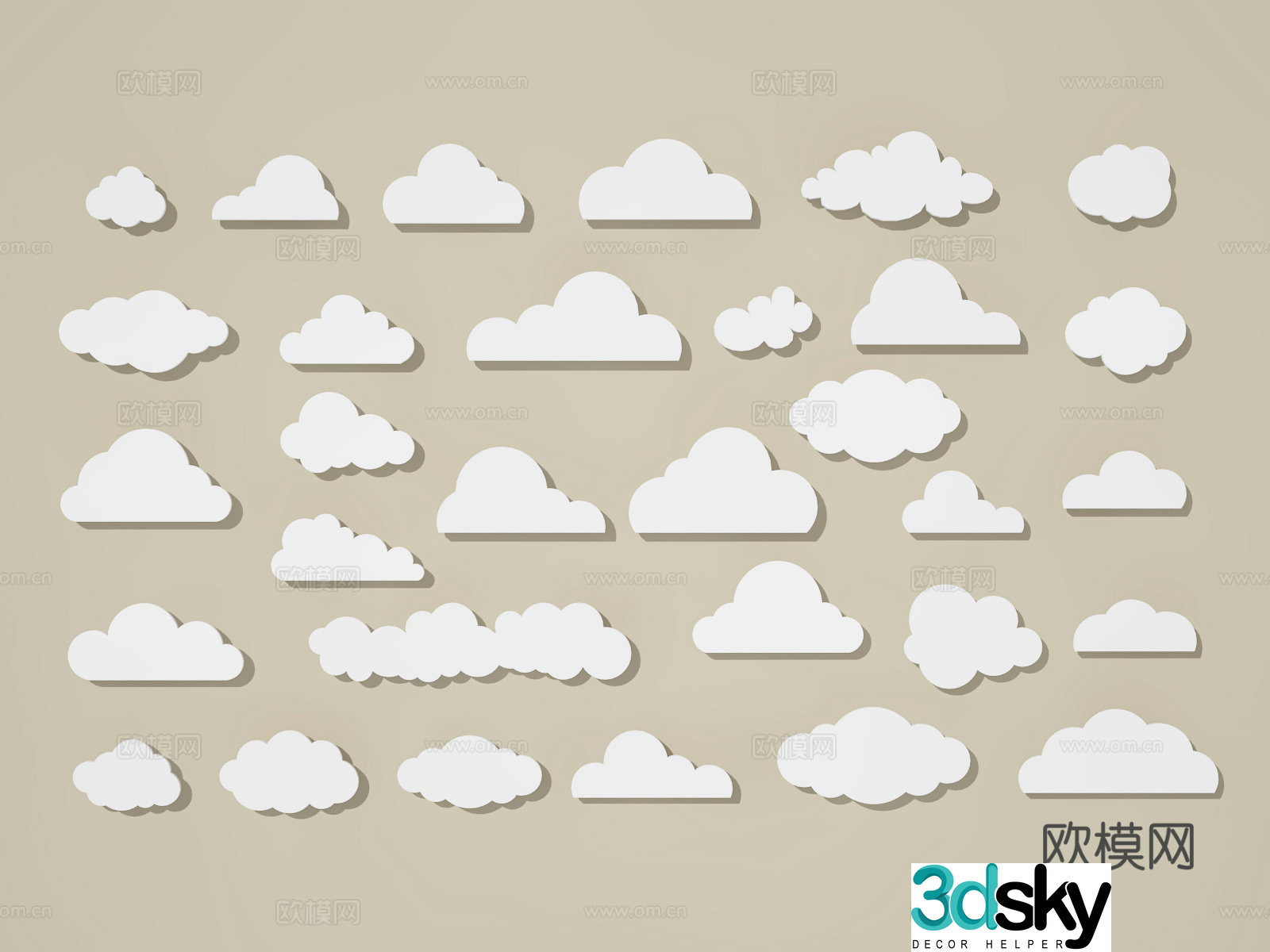 Cloud wall decoration 3d model