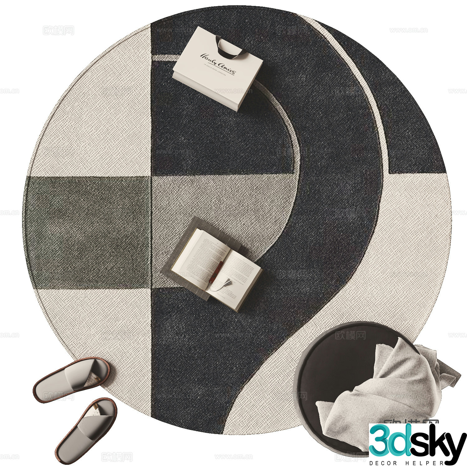Round carpet simple carpet 3d model