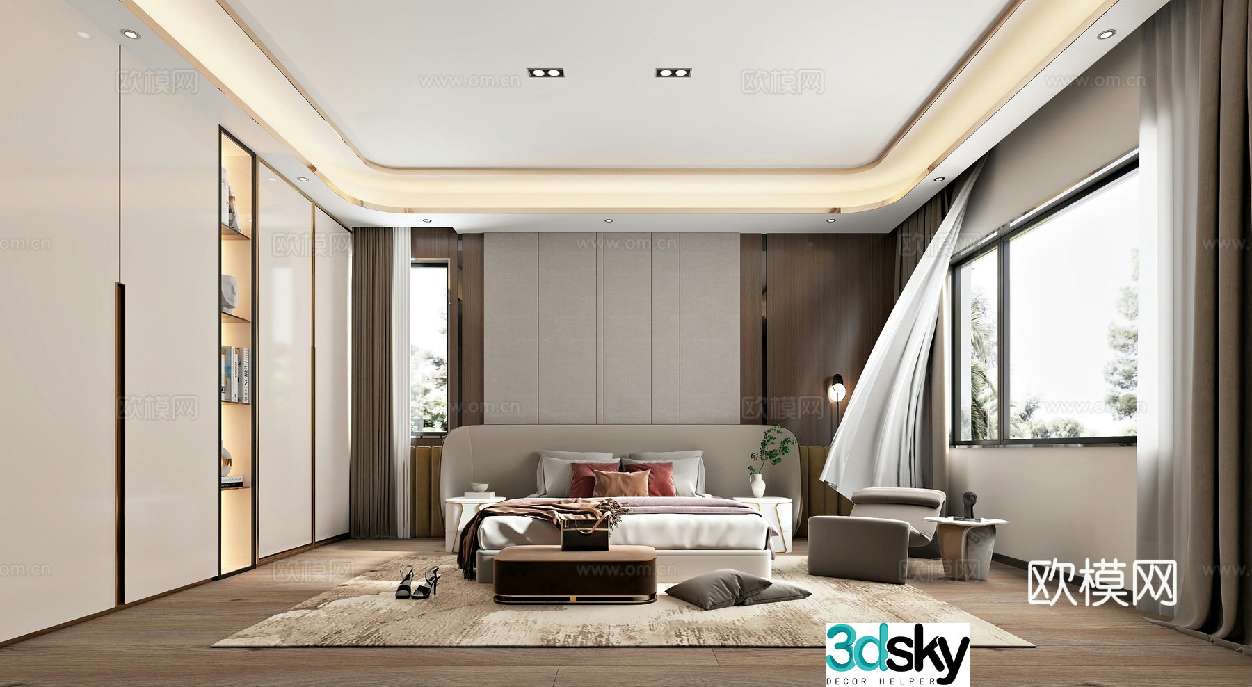 Italian style large bedroom master bedroom 3d model