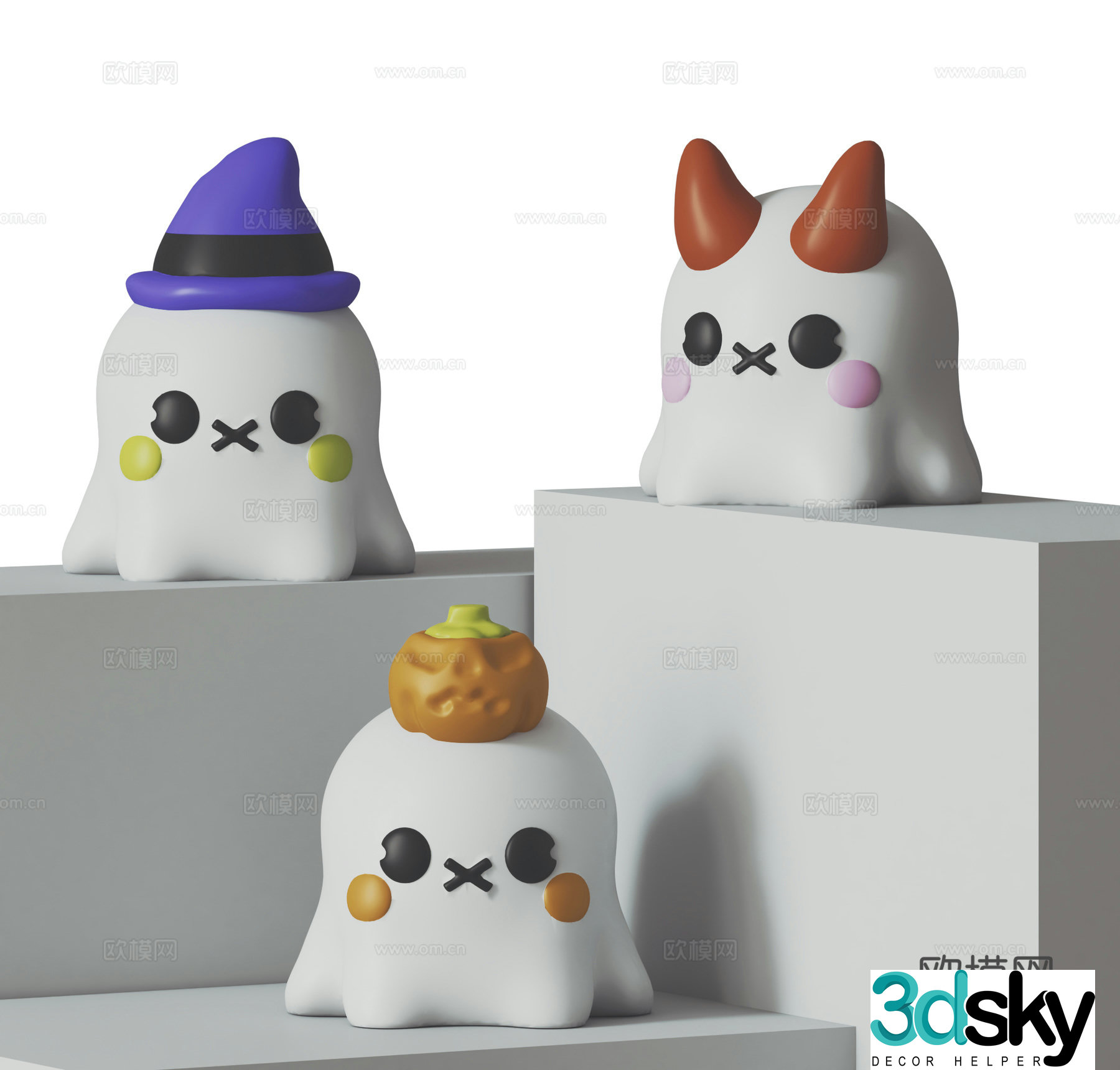 Ghost trendy toy sculpture doll cartoon ornament 3d model