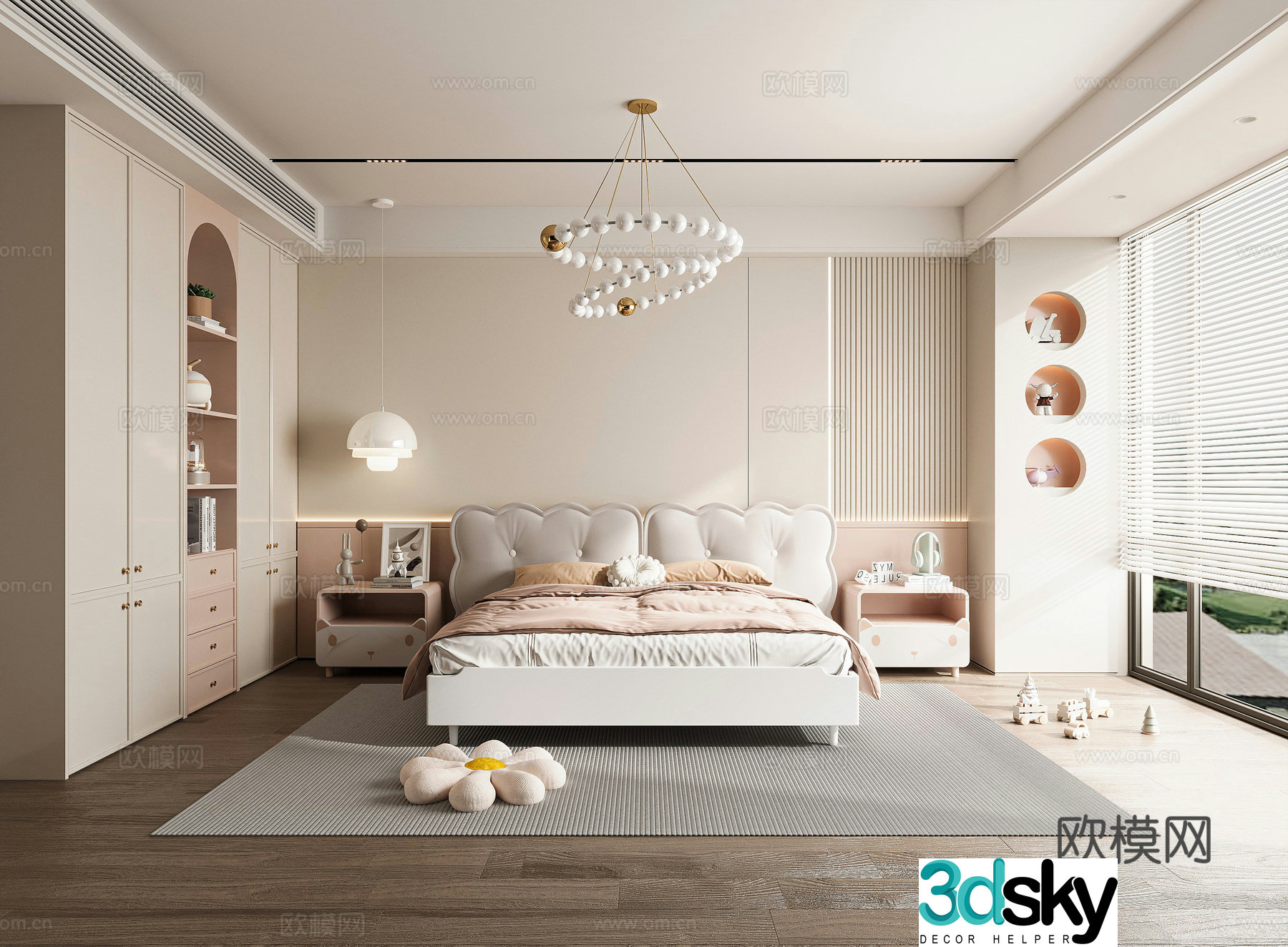 Modern children’s room kid’s room girl’s room 3d model