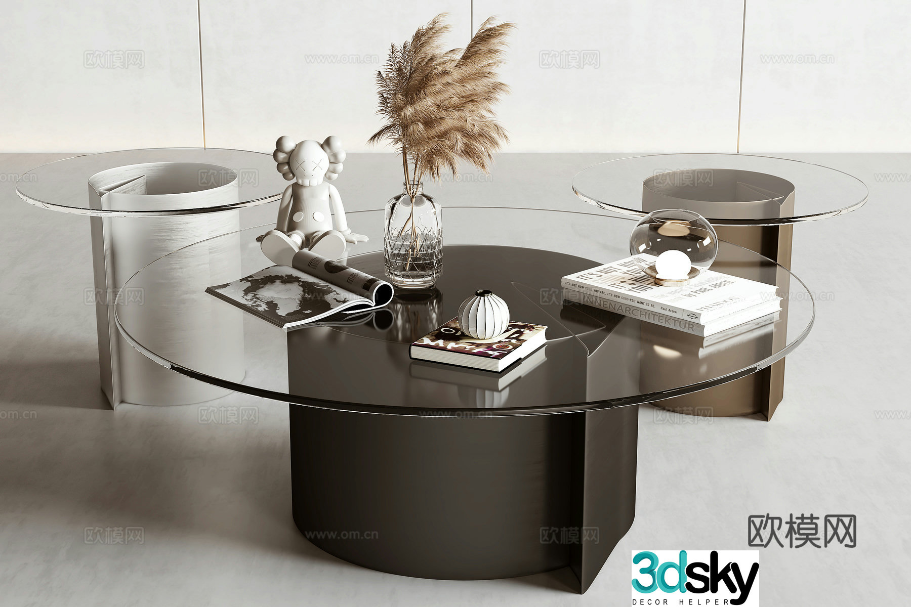 Modern glass coffee table 3d model
