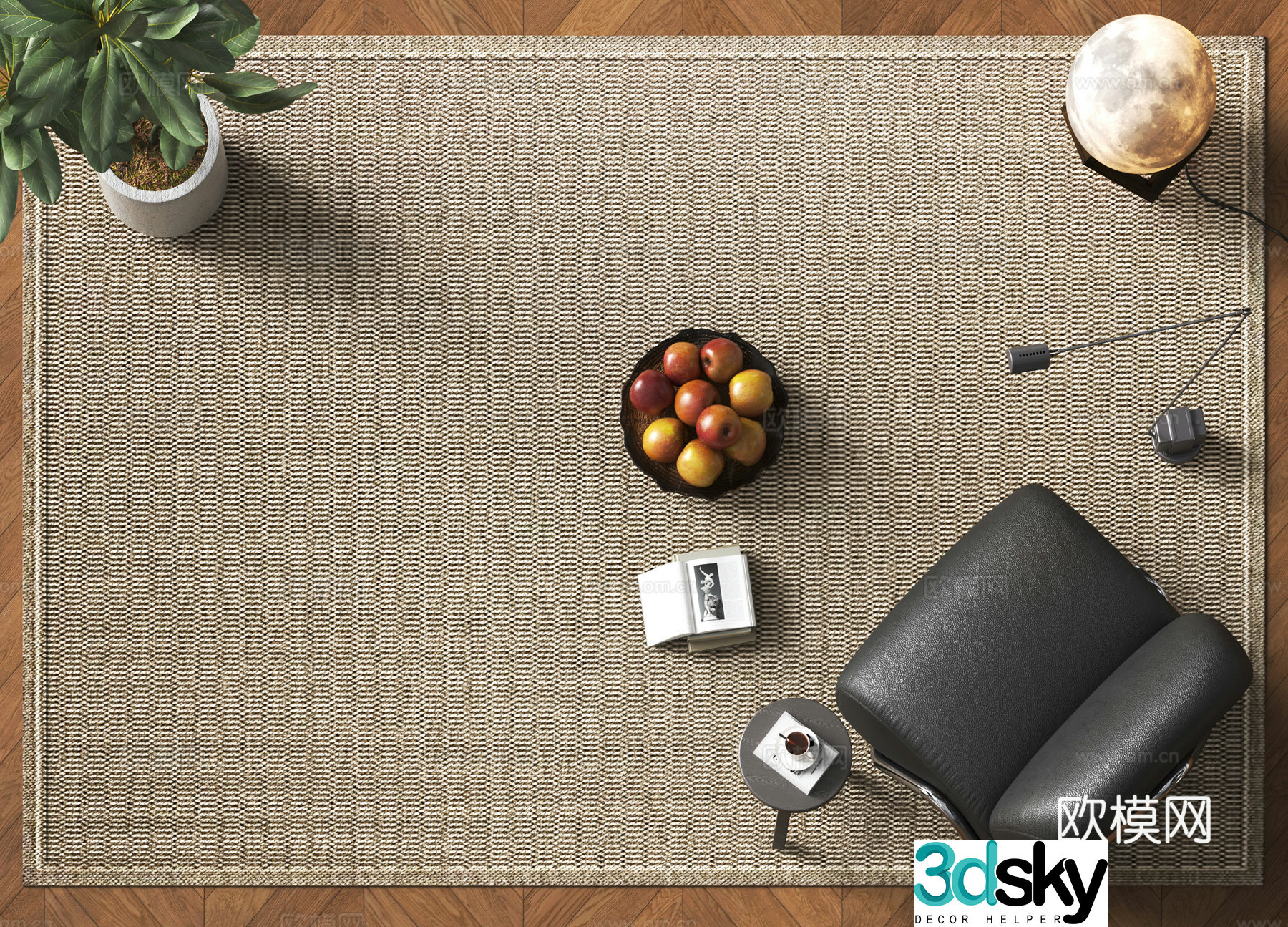 Modern square carpet 3d model