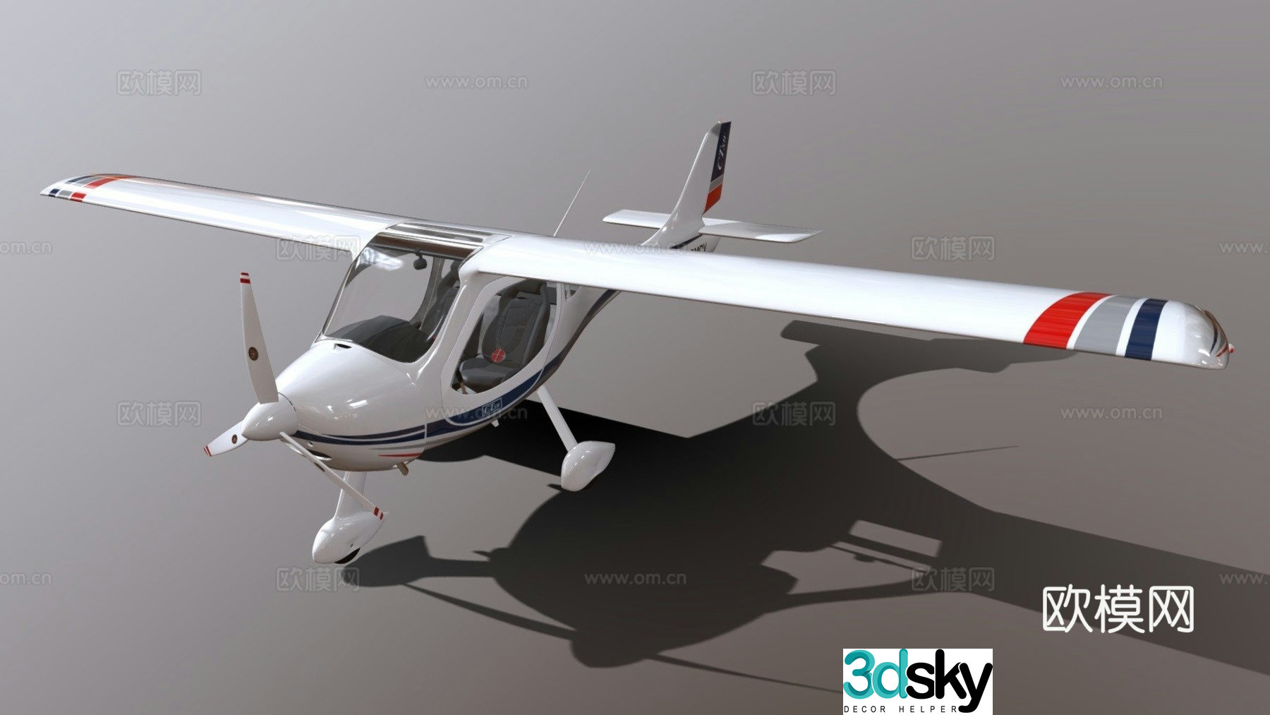 white airplane private jet 3d model