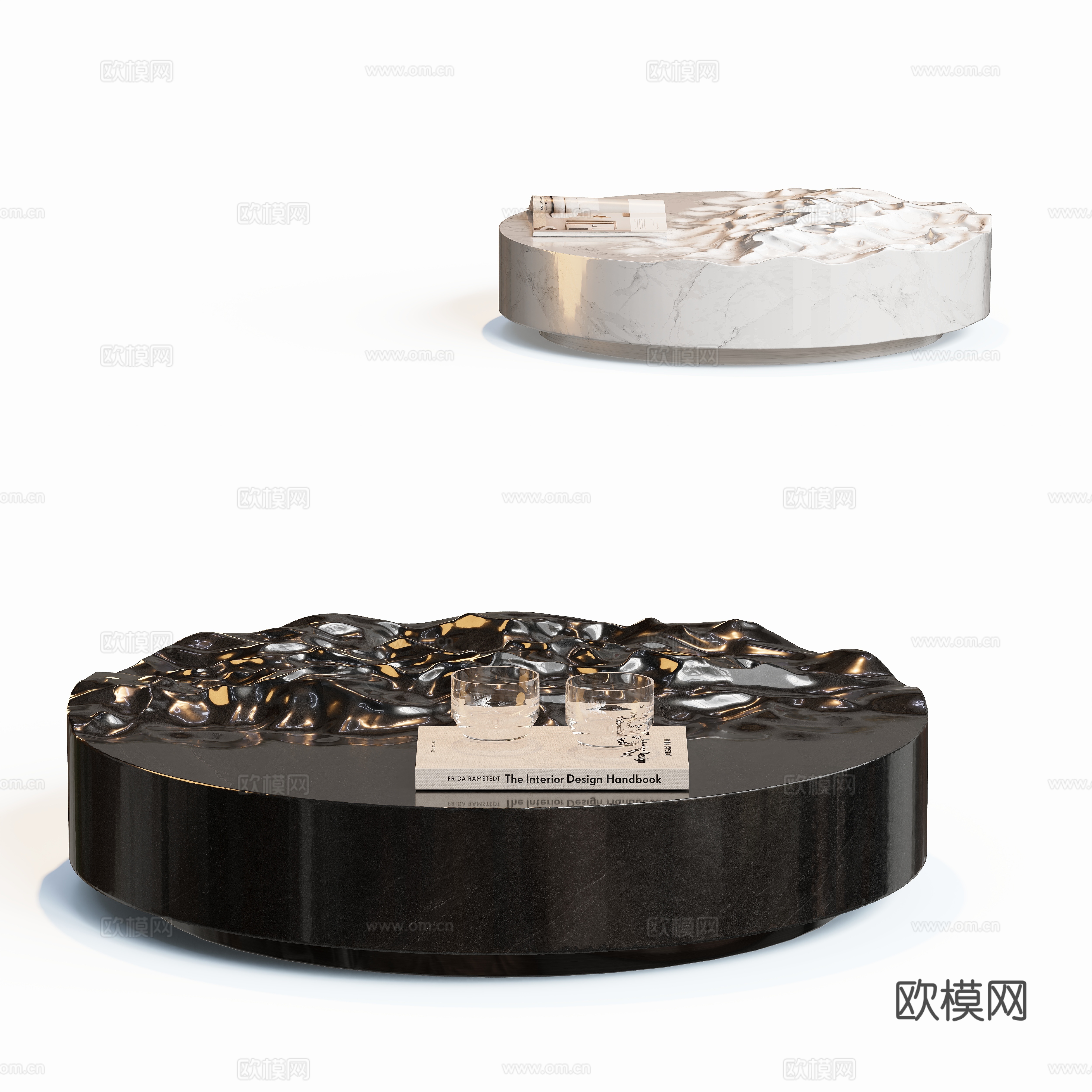 Modern marble coffee table water ripple coffee table 3d model