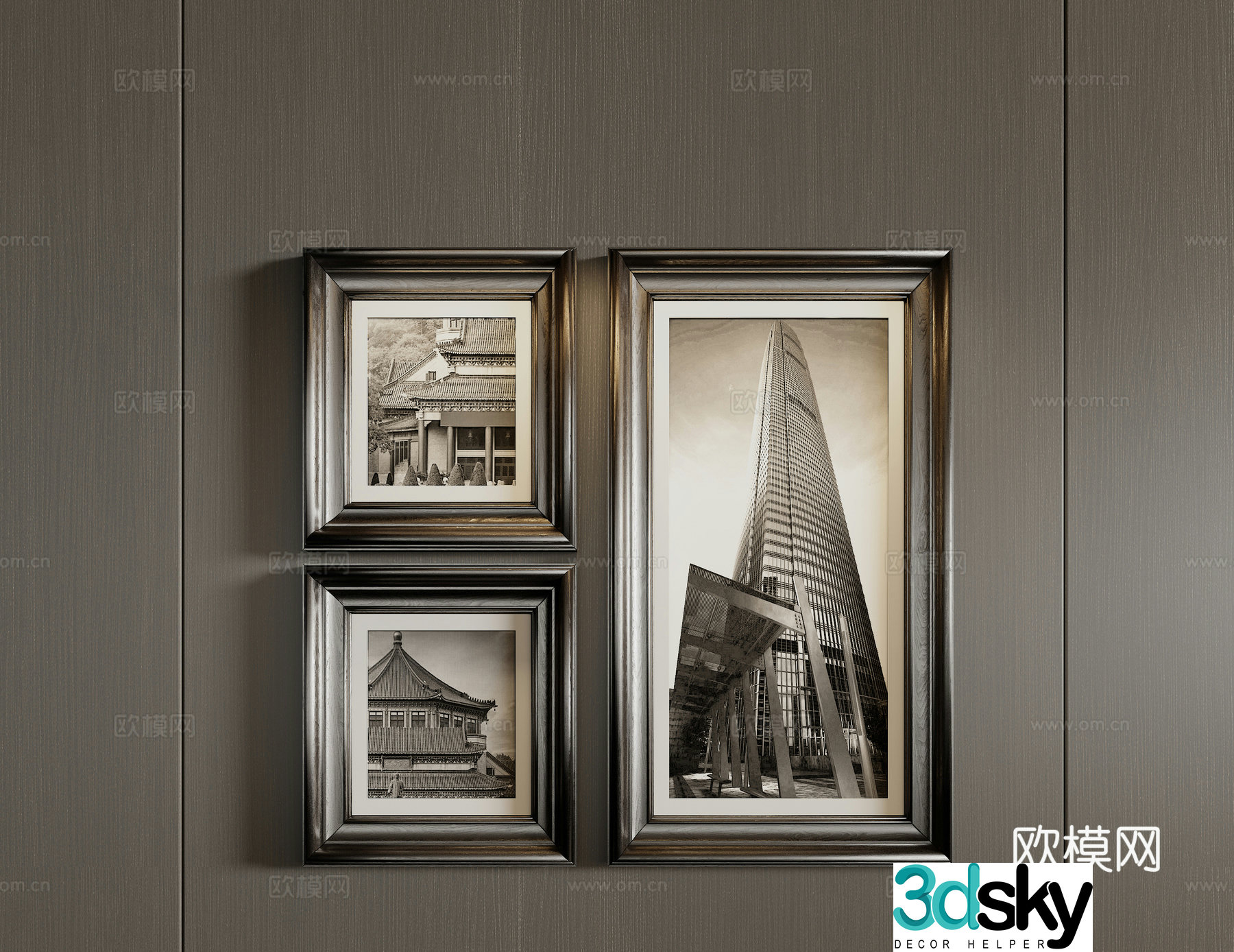 Modern retro hanging painting decorative painting architectural painting 3D model