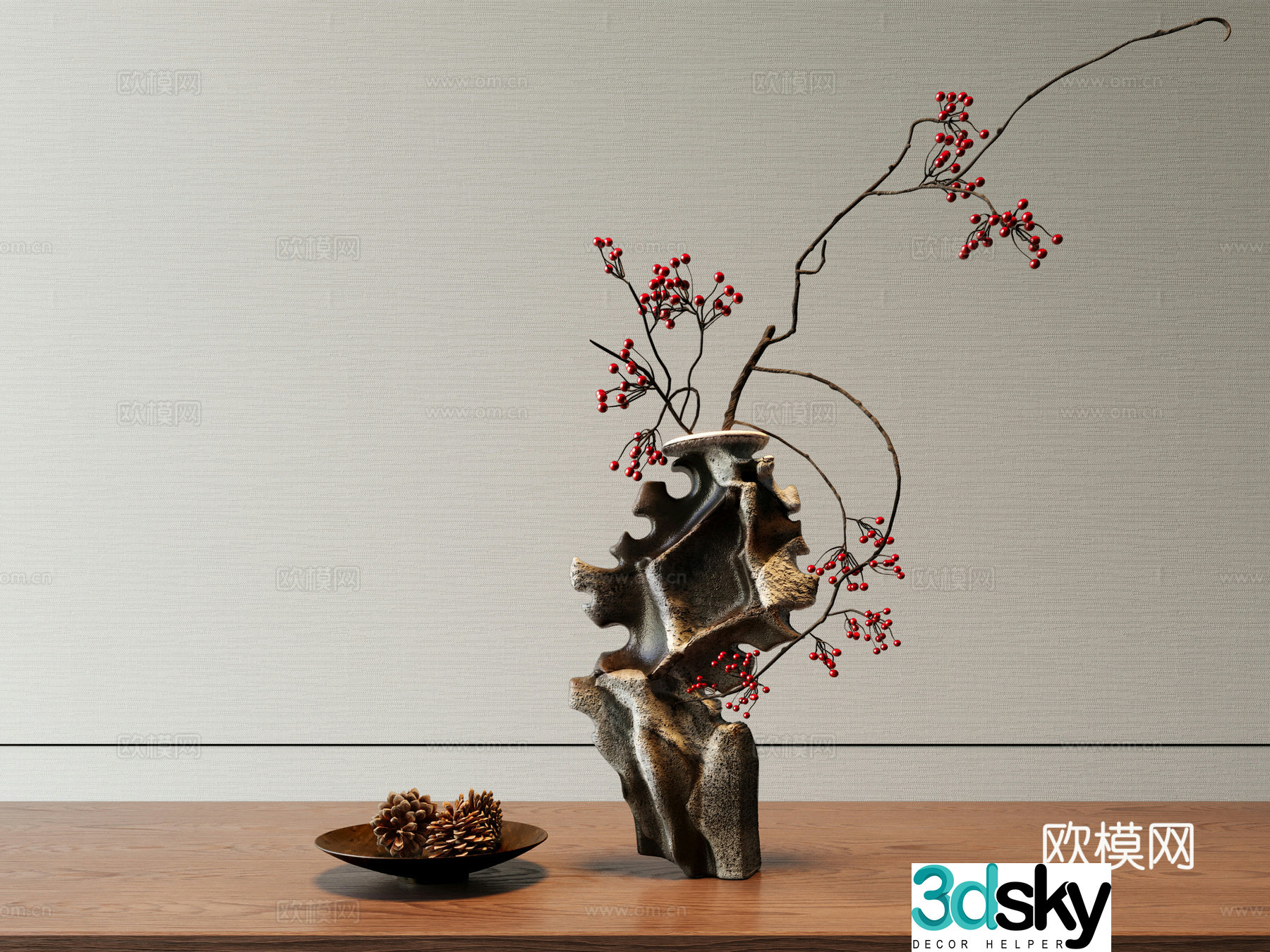 Wabi-sabi vase sculpture ornaments 3D model