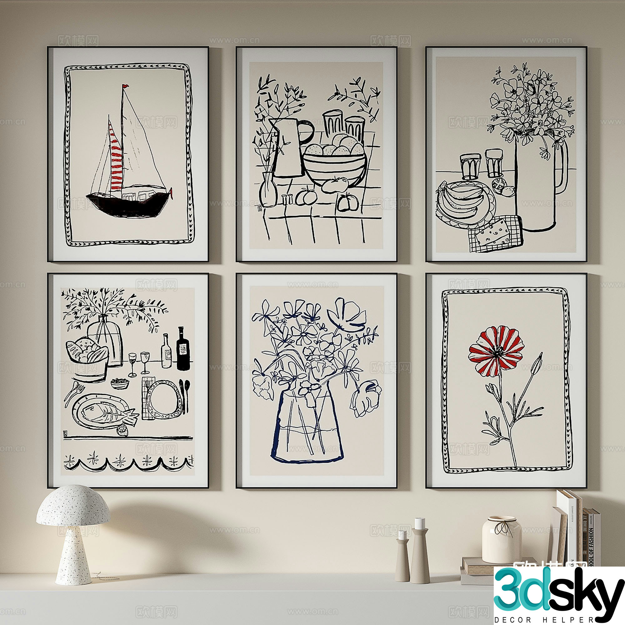 Decorative painting retro painting hanging painting 3d model