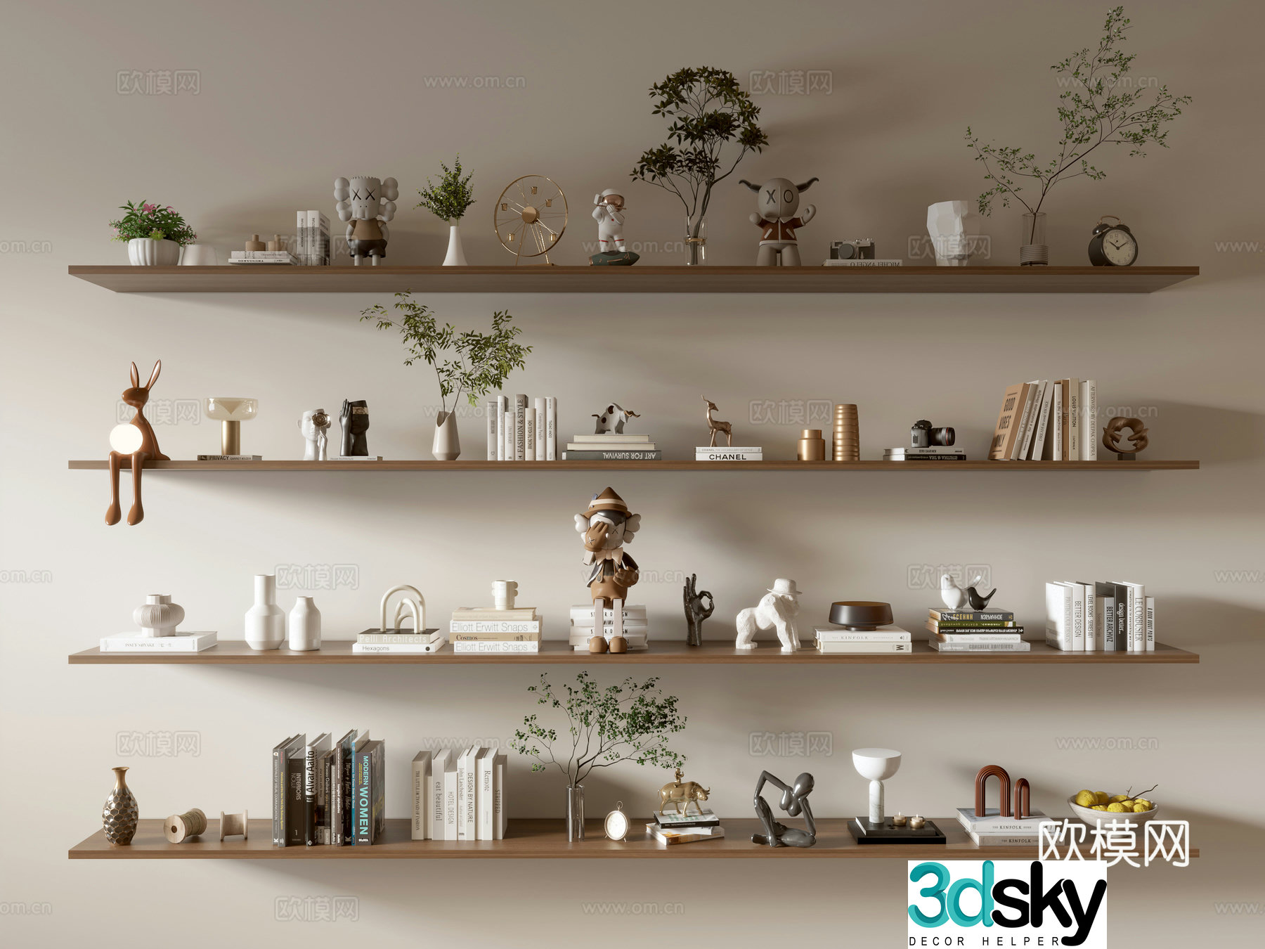 Modern decorations vase plant book 3d model