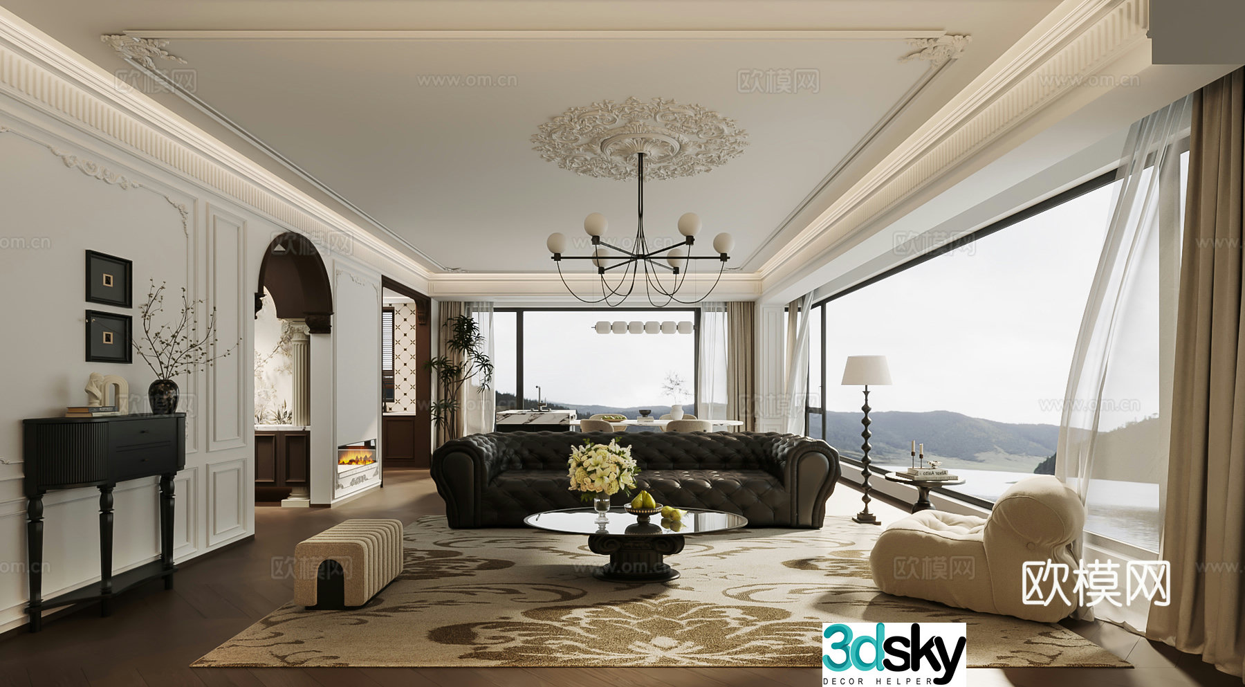 French retro living room 3d model