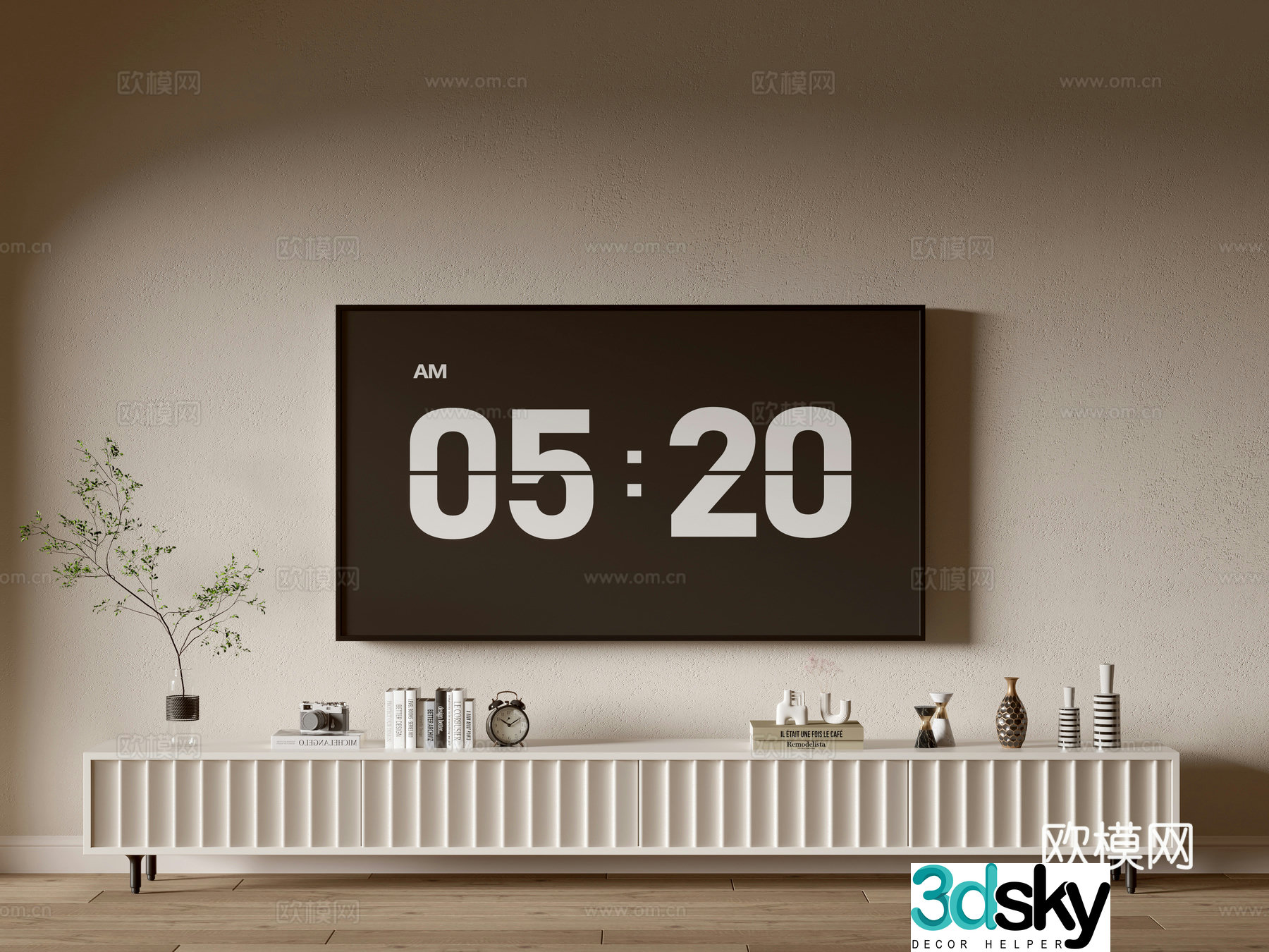 Cream style TV cabinet 3d model