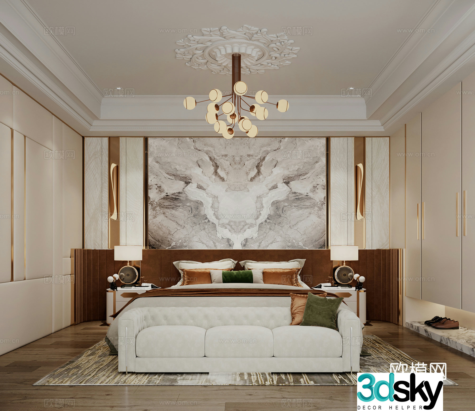 Light luxury bedroom master bedroom 3d model