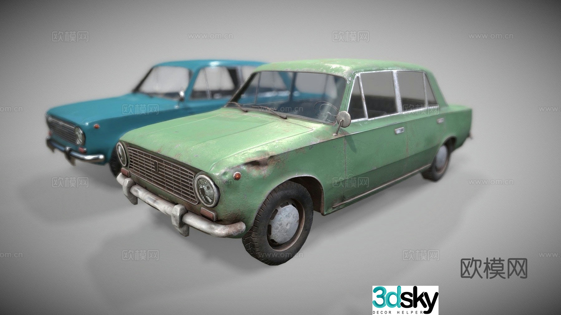 Russian car damaged car 3d model