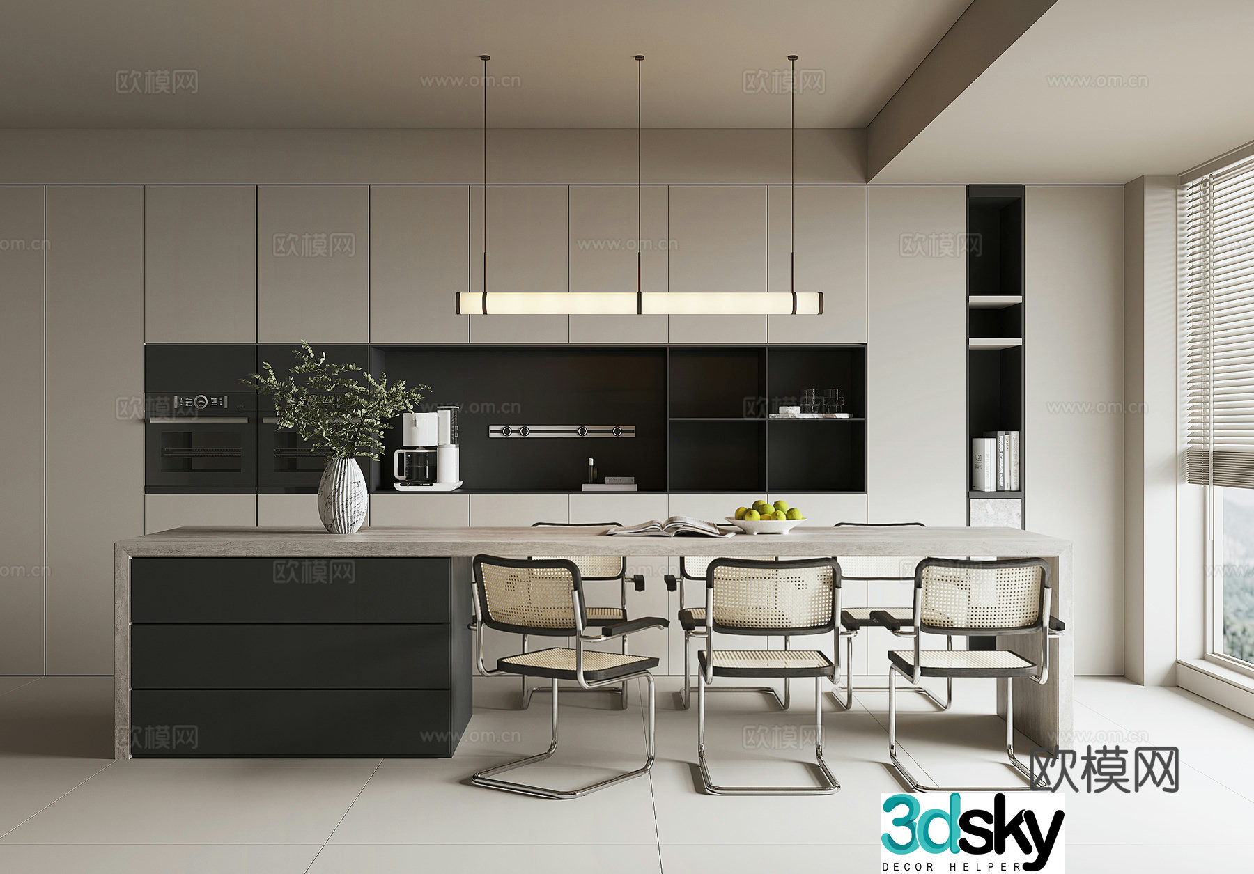 Modern island restaurant 3d model