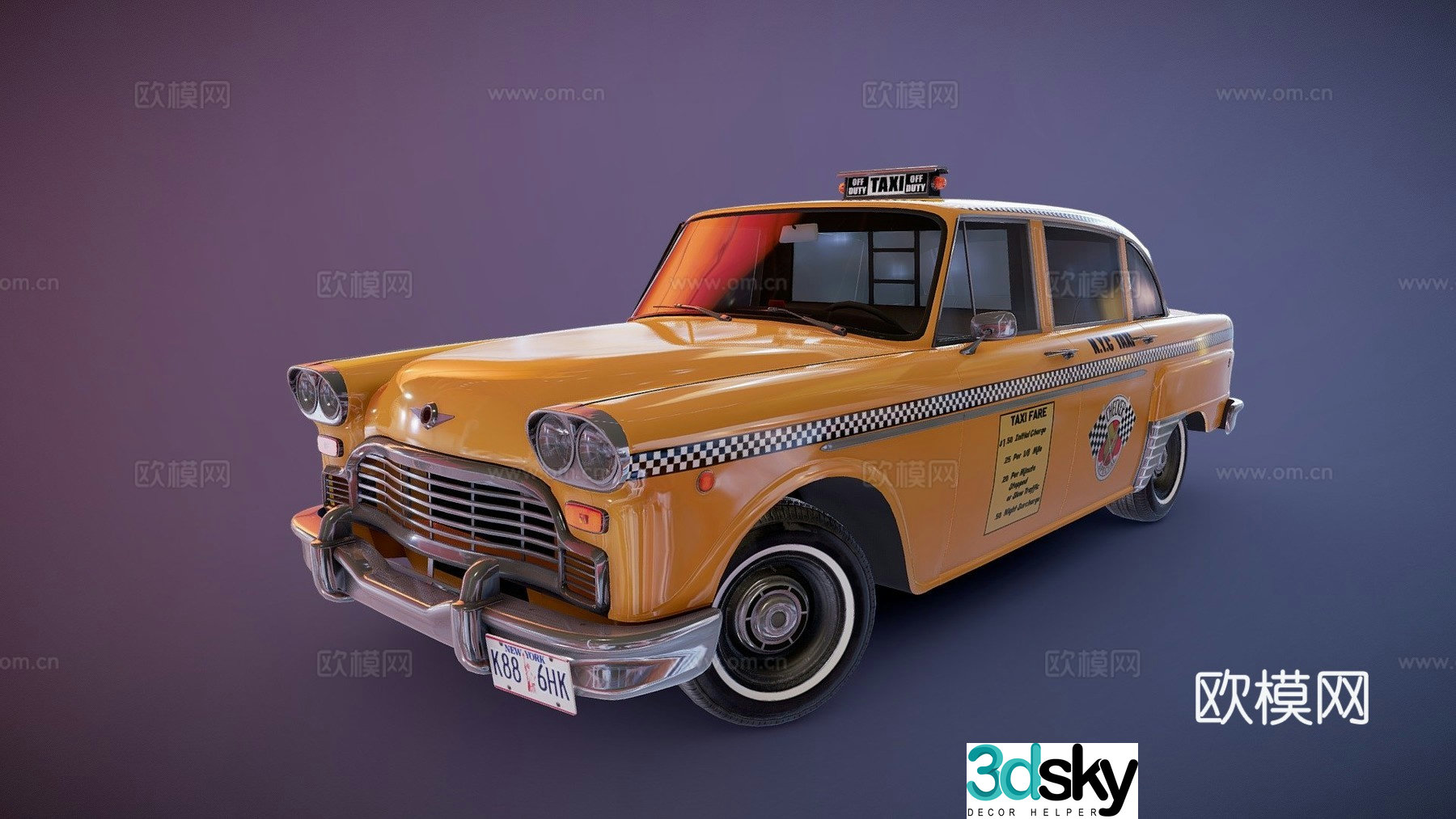 yellow taxi 3d model
