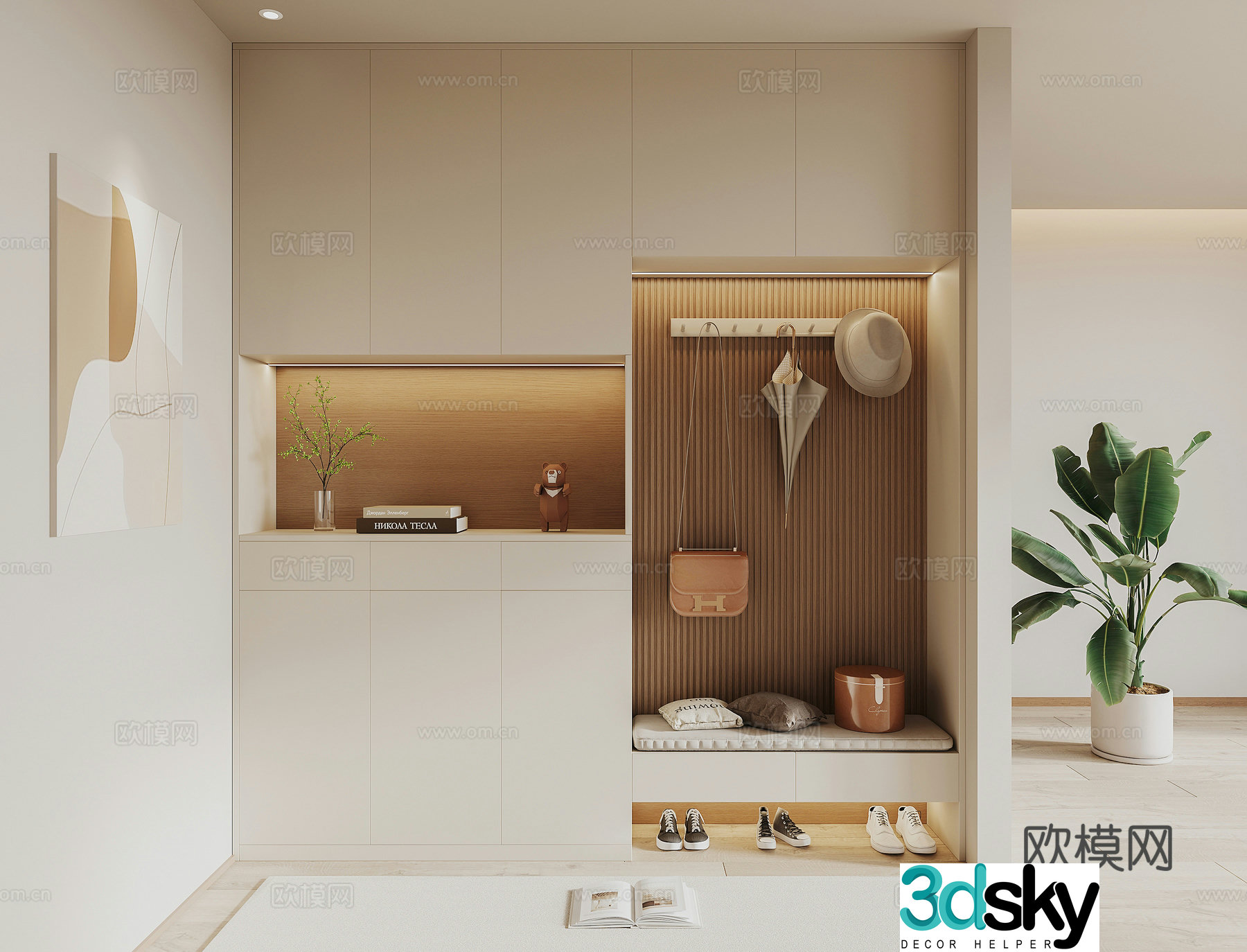 Modern entrance shoe cabinet 3d model
