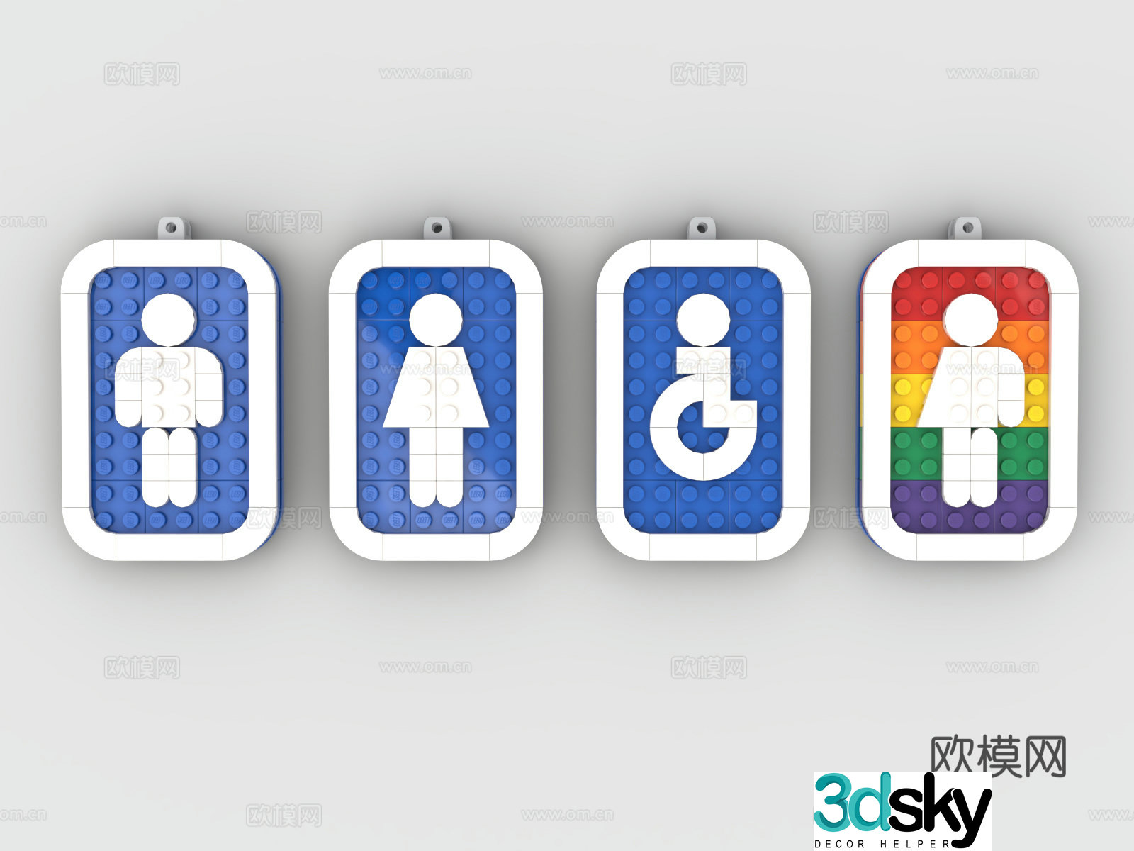 LEGO LEGO toys building blocks restroom sign 3d model