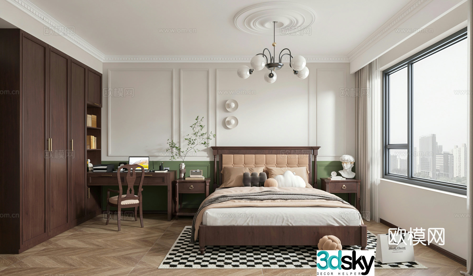 American style bedroom second bedroom 3D model