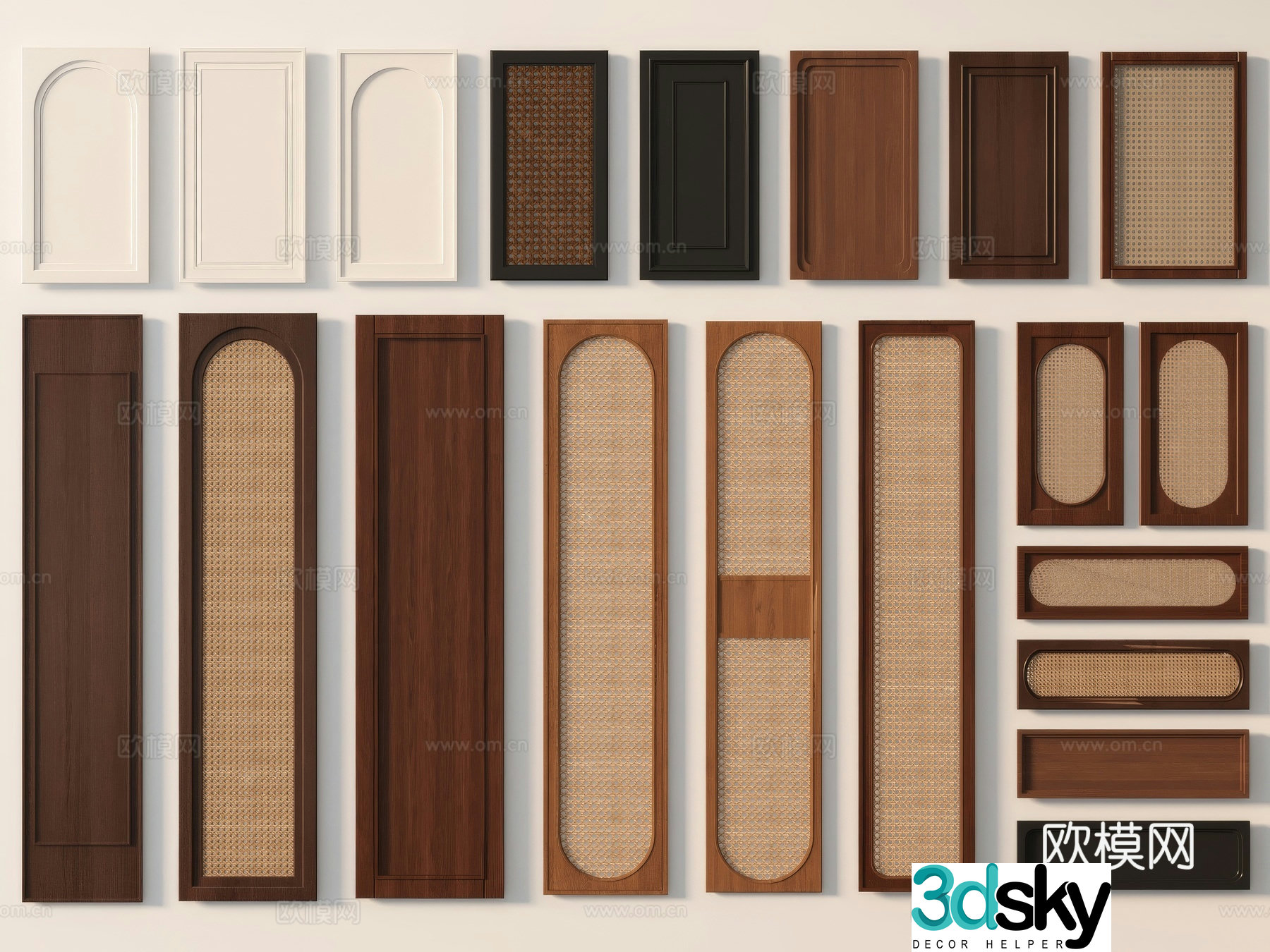 Medieval style cabinet door rattan cabinet door 3d model