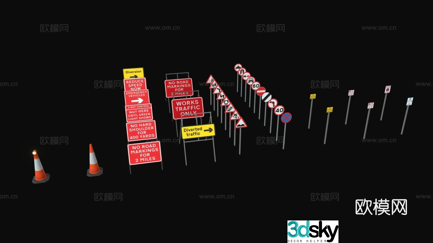UK road sign pack 3d model
