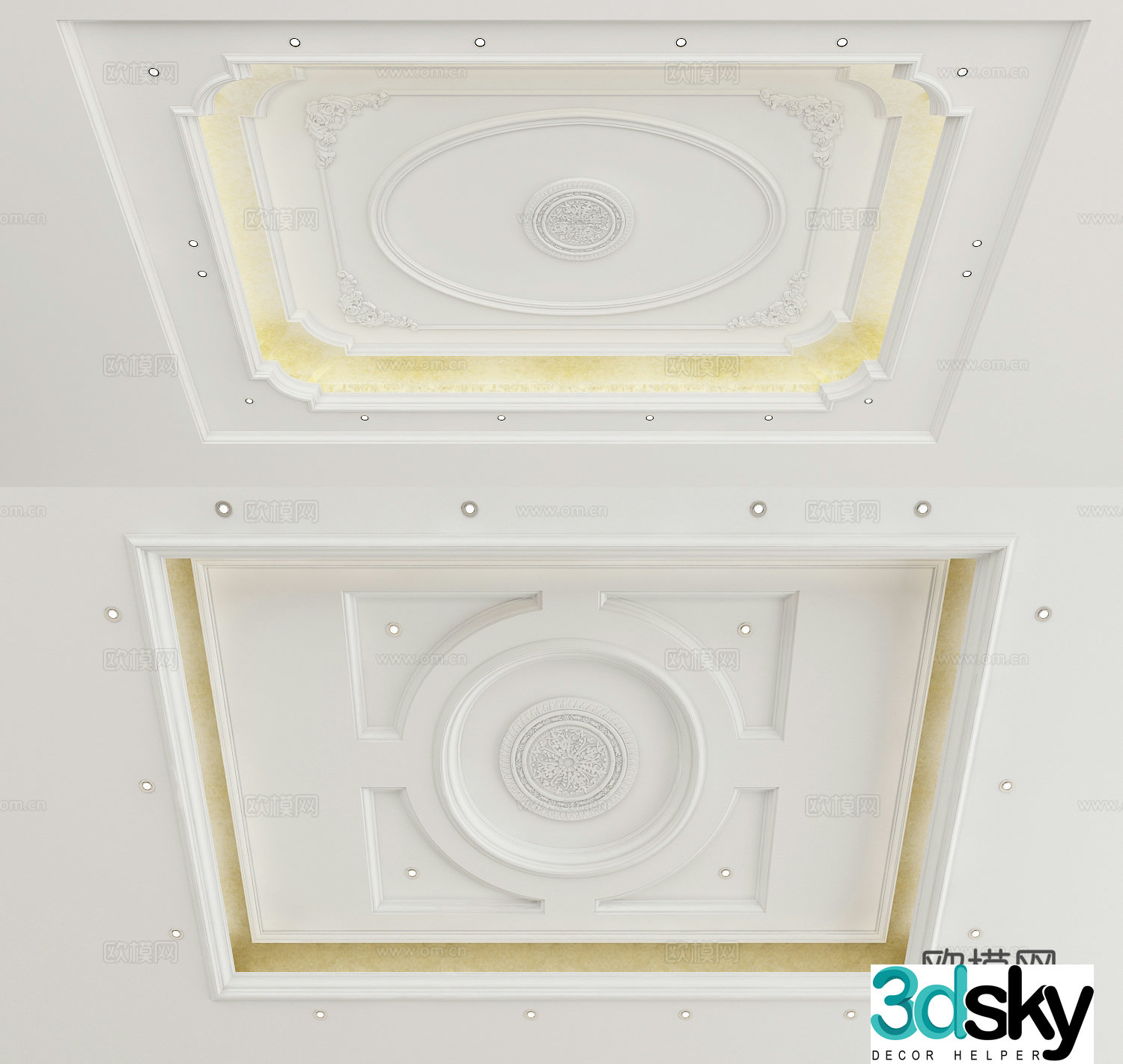 European style ceiling carved ceiling 3d model