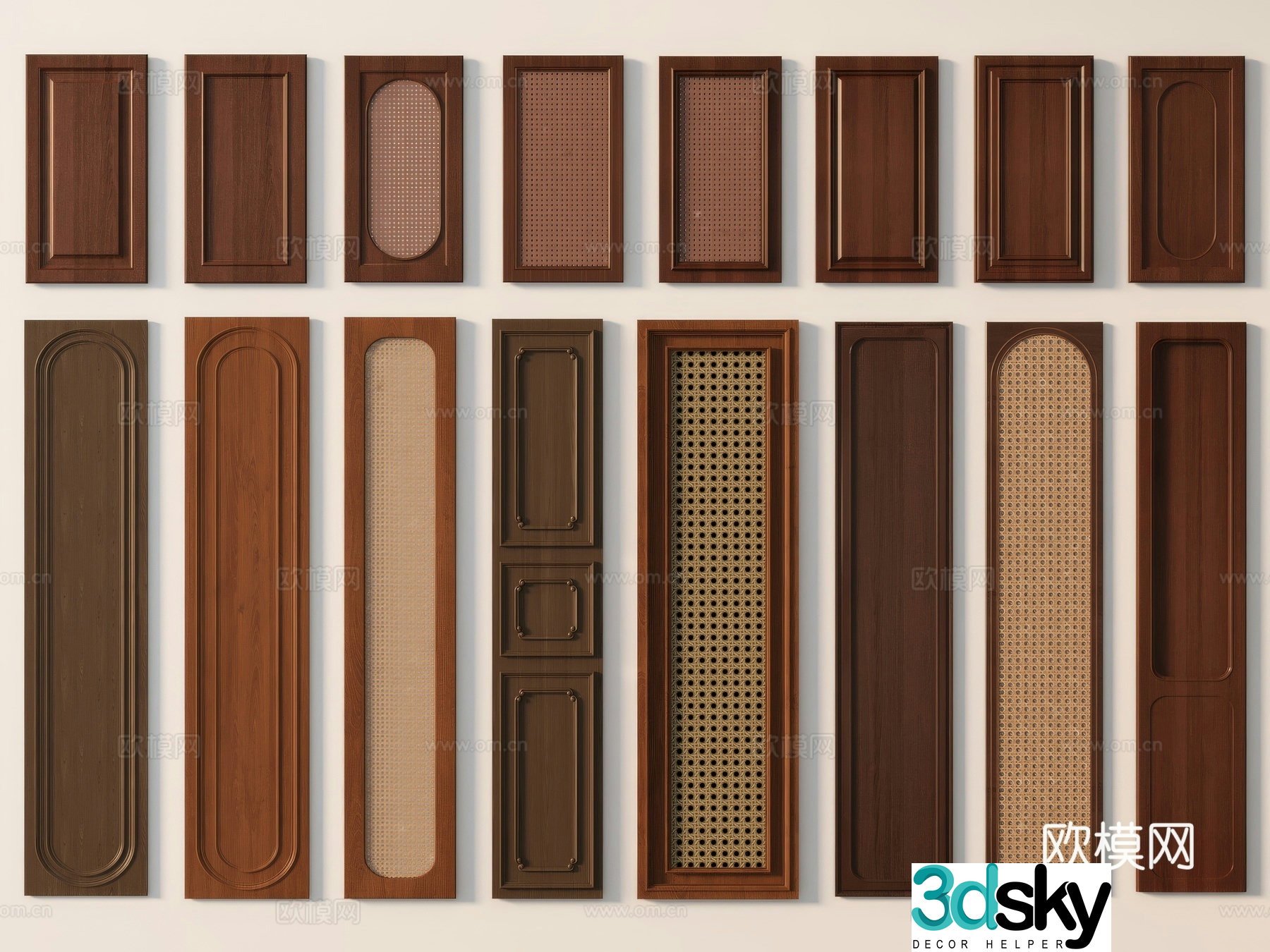 Medieval style cabinet door rattan cabinet door 3d model