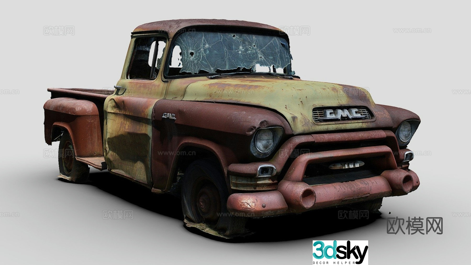 dilapidated car truck 3d model