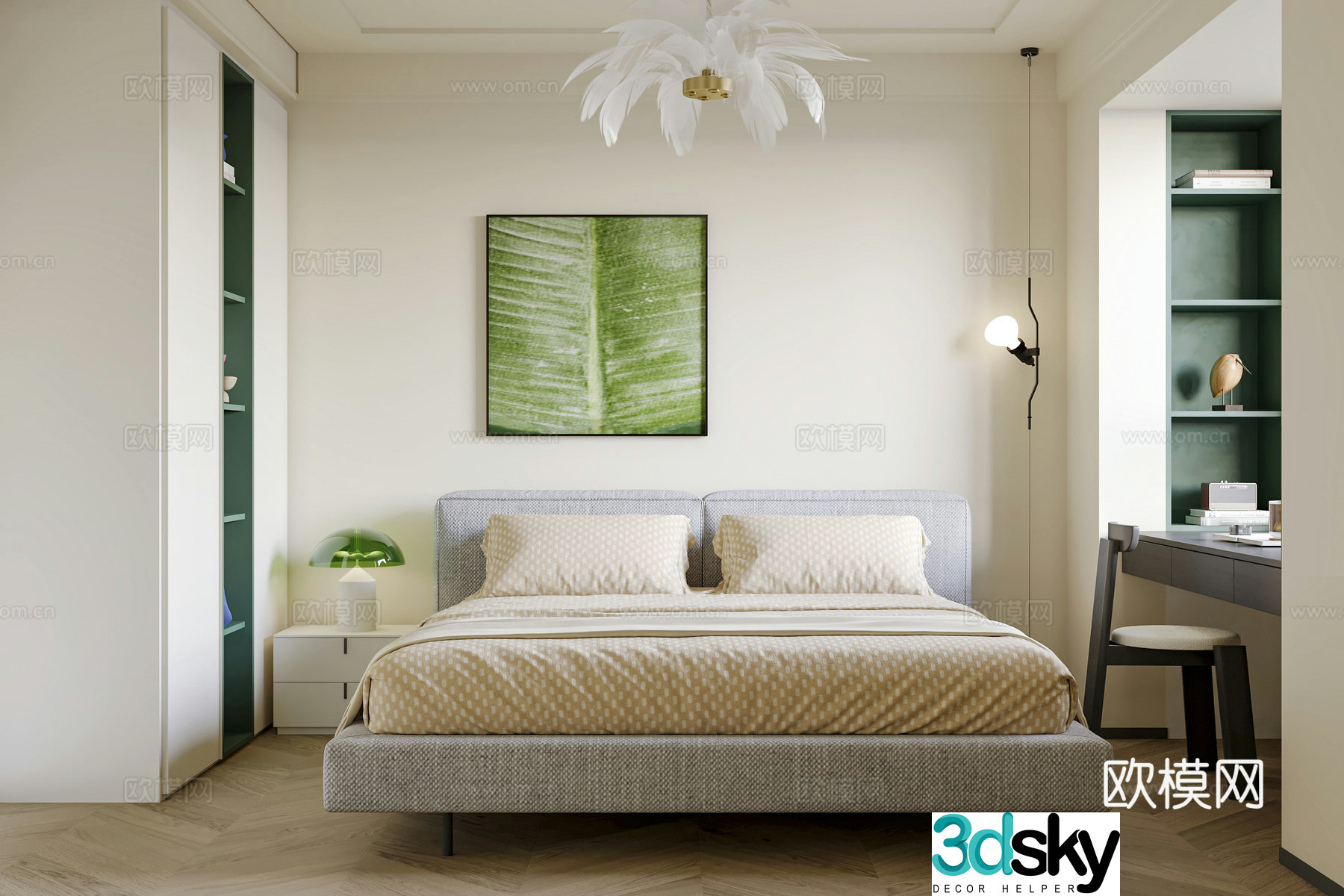 Modern bedroom second bedroom elderly room 3D model