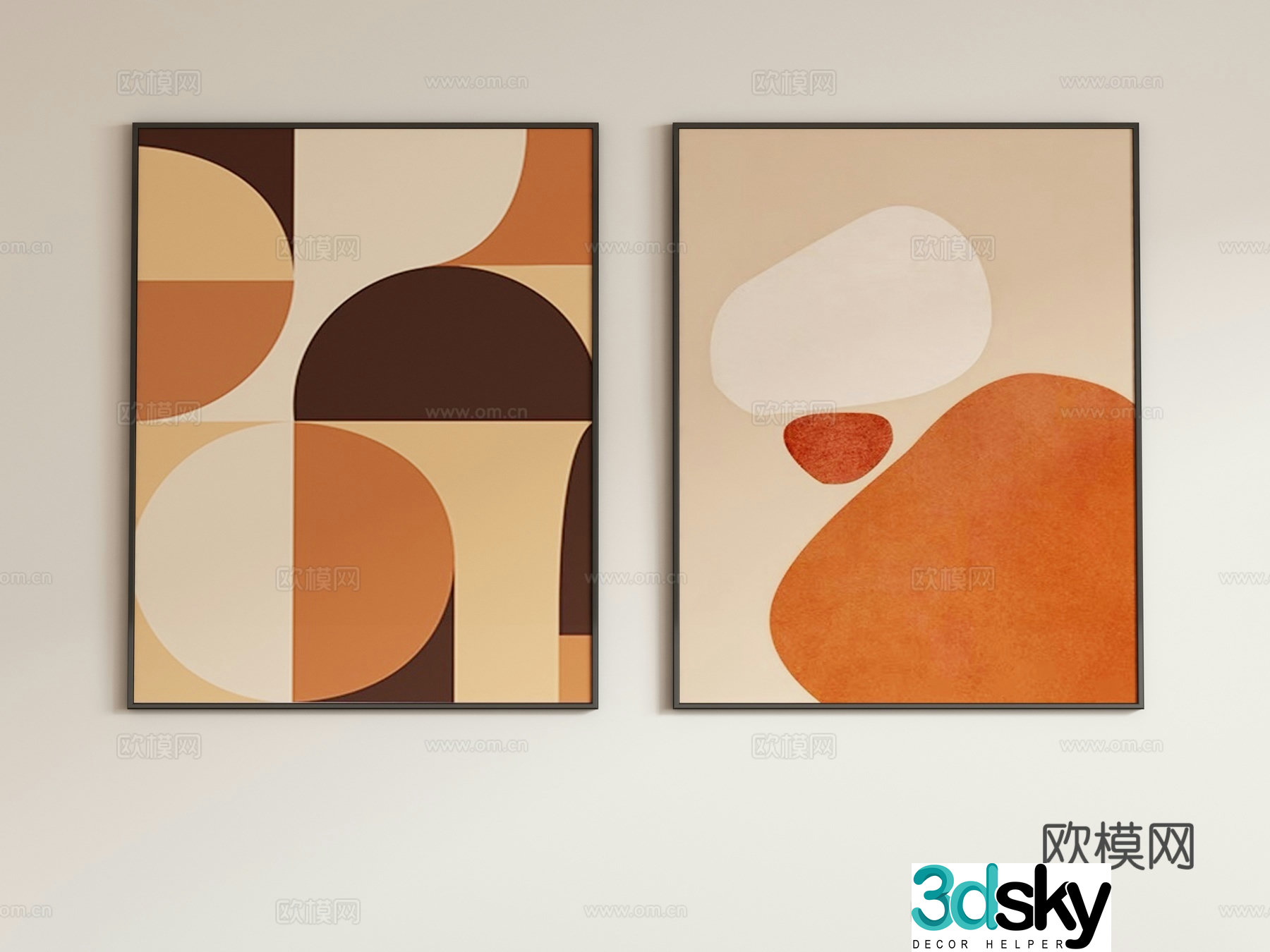 Modern abstract painting decorative painting art hanging painting 3D model