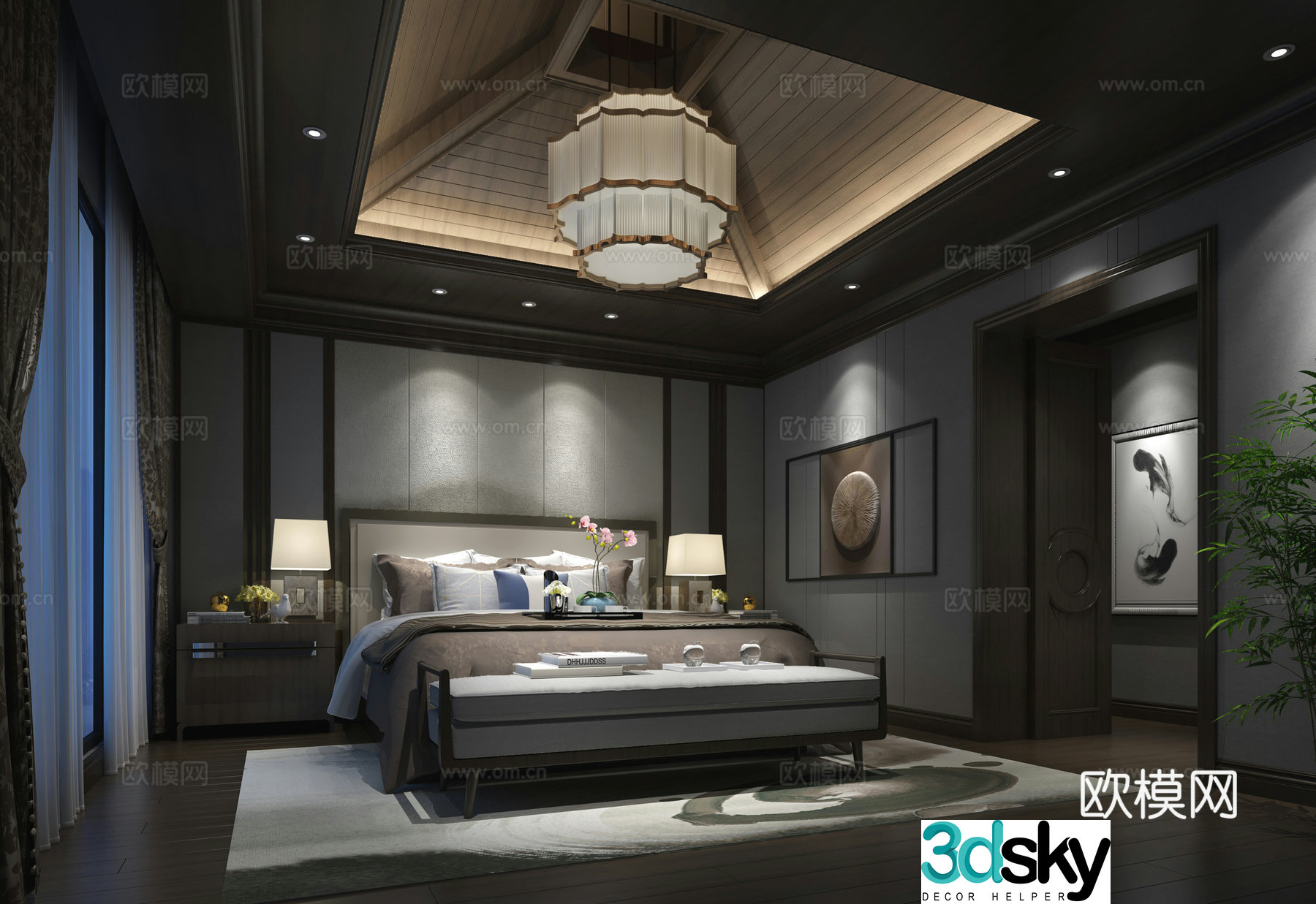 New Chinese style bedroom master bedroom 3d model
