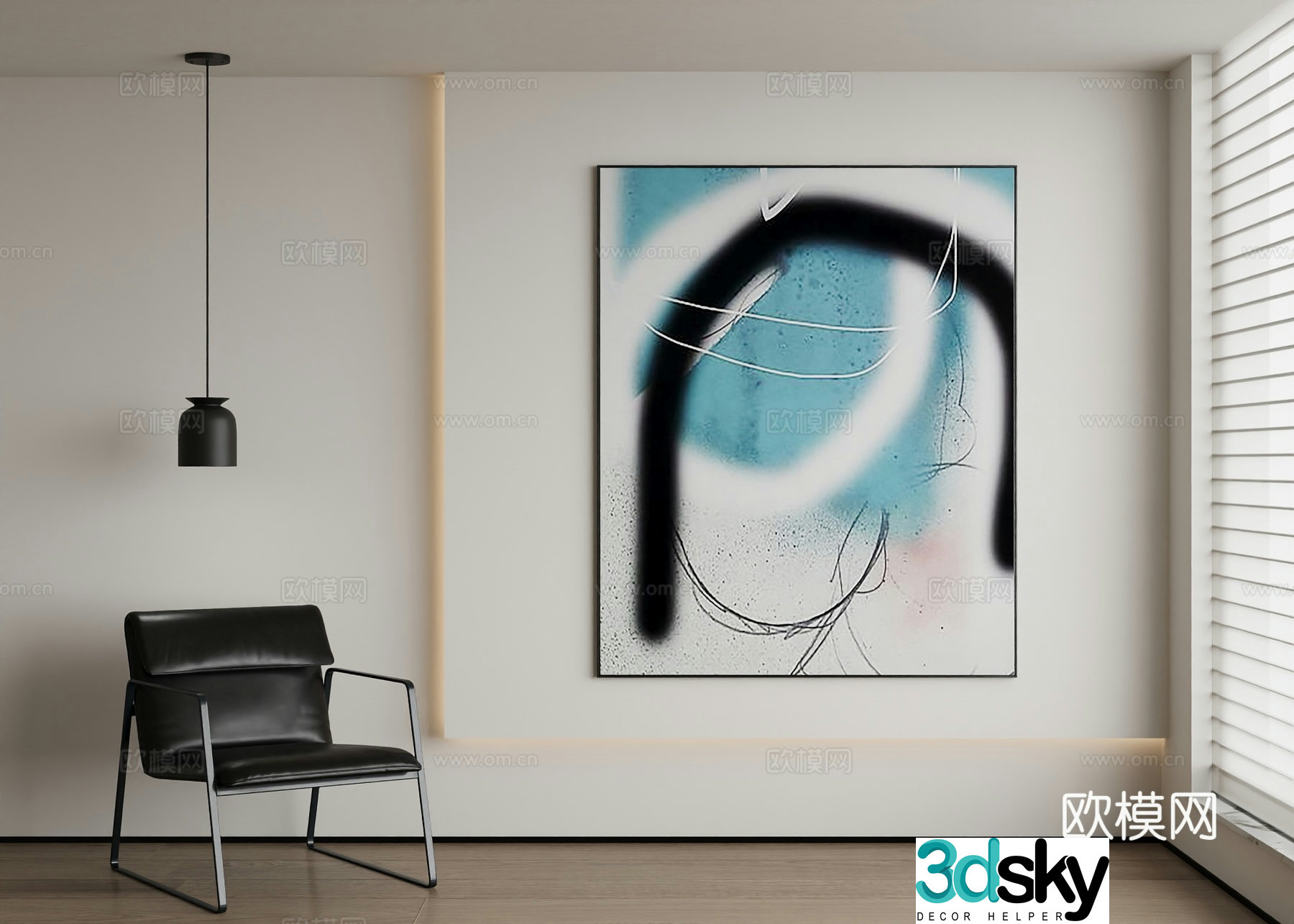 Modern abstract painting decorative painting 3d model