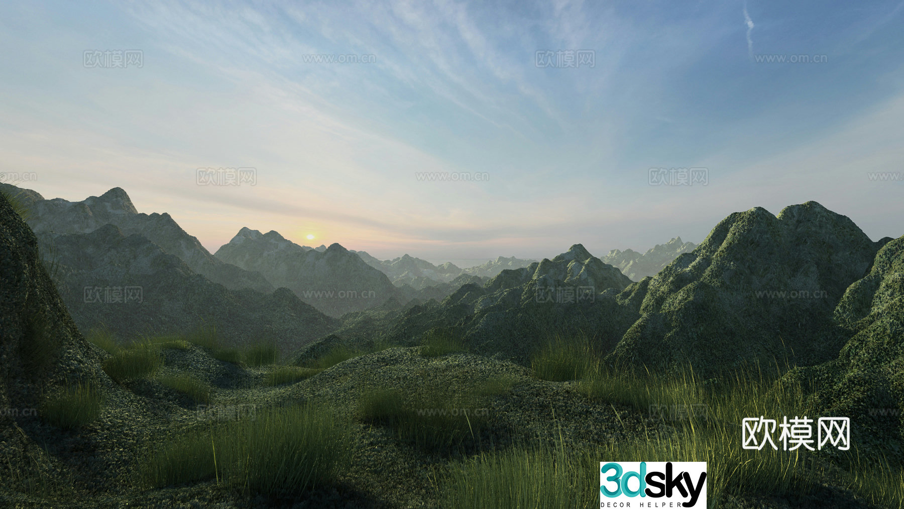 Modern mountain range 3d model