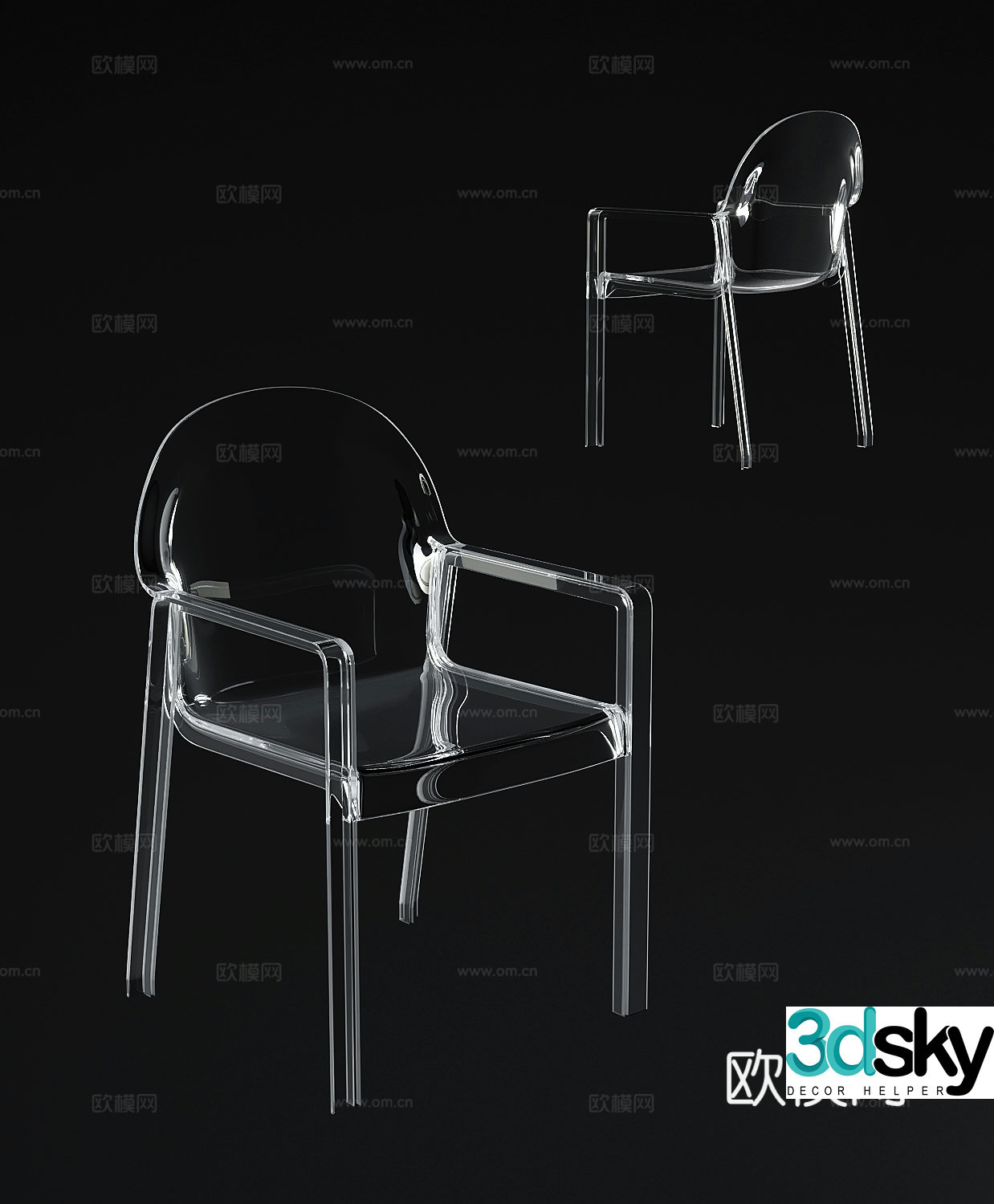 Modern acrylic chair single chair 3d model