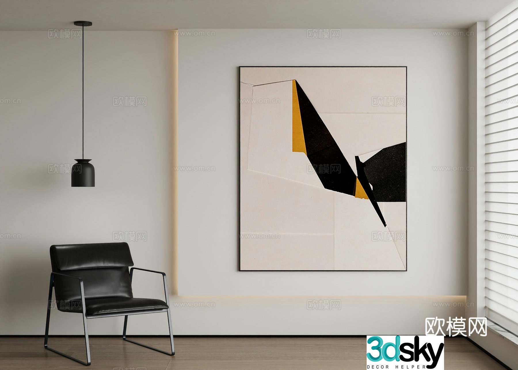 Modern abstract painting decorative painting 3d model