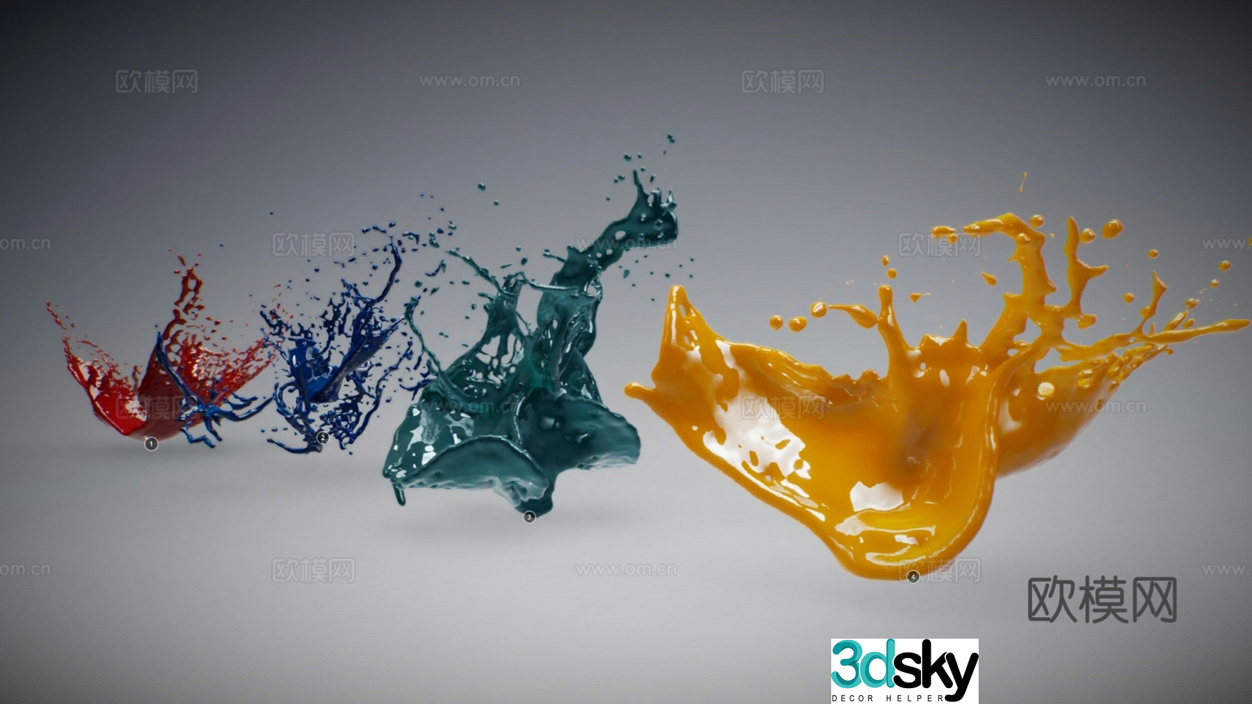 modern fountain water splash juice liquid flow fluid 3d model