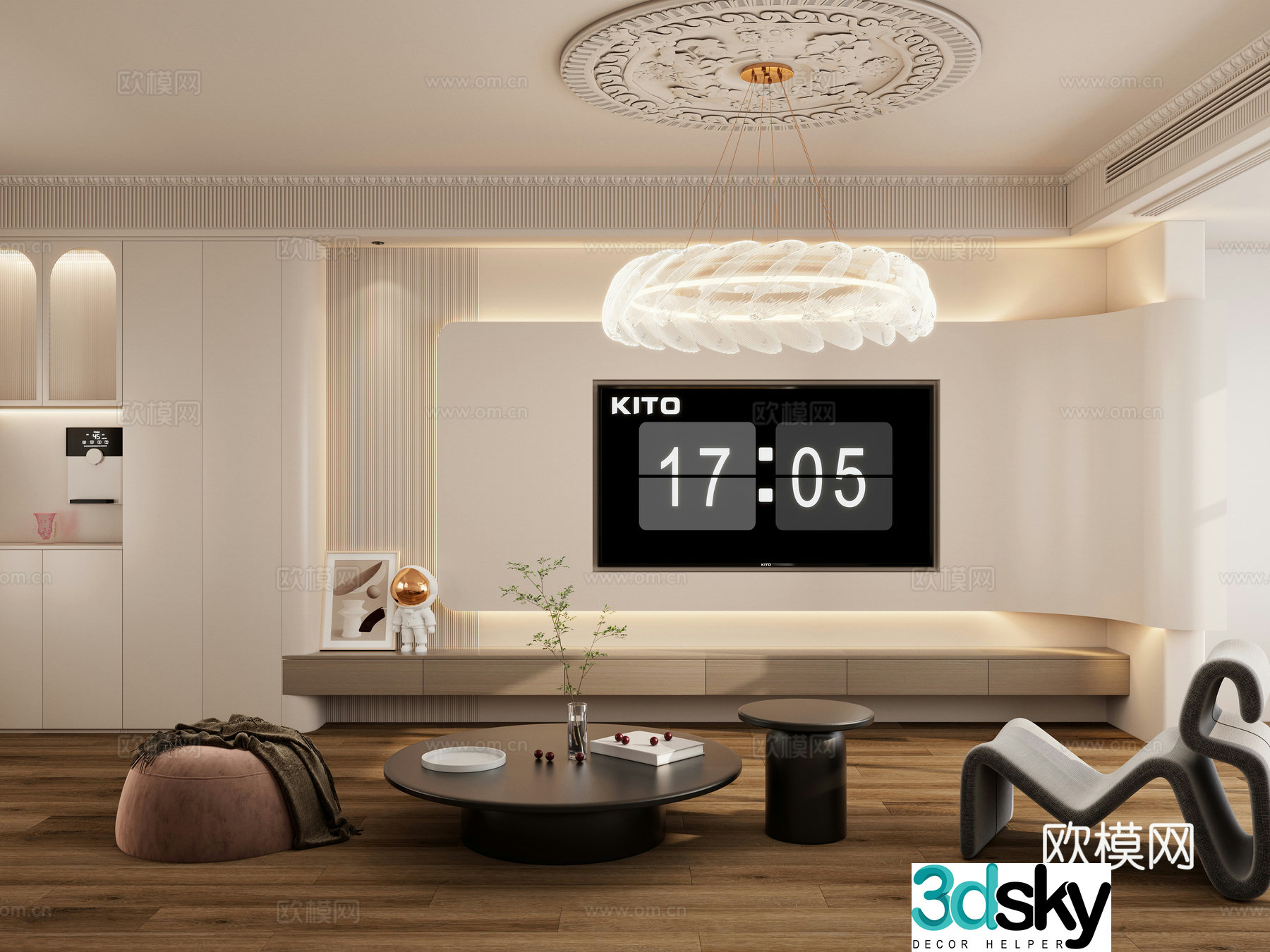 French TV background wall 3D model