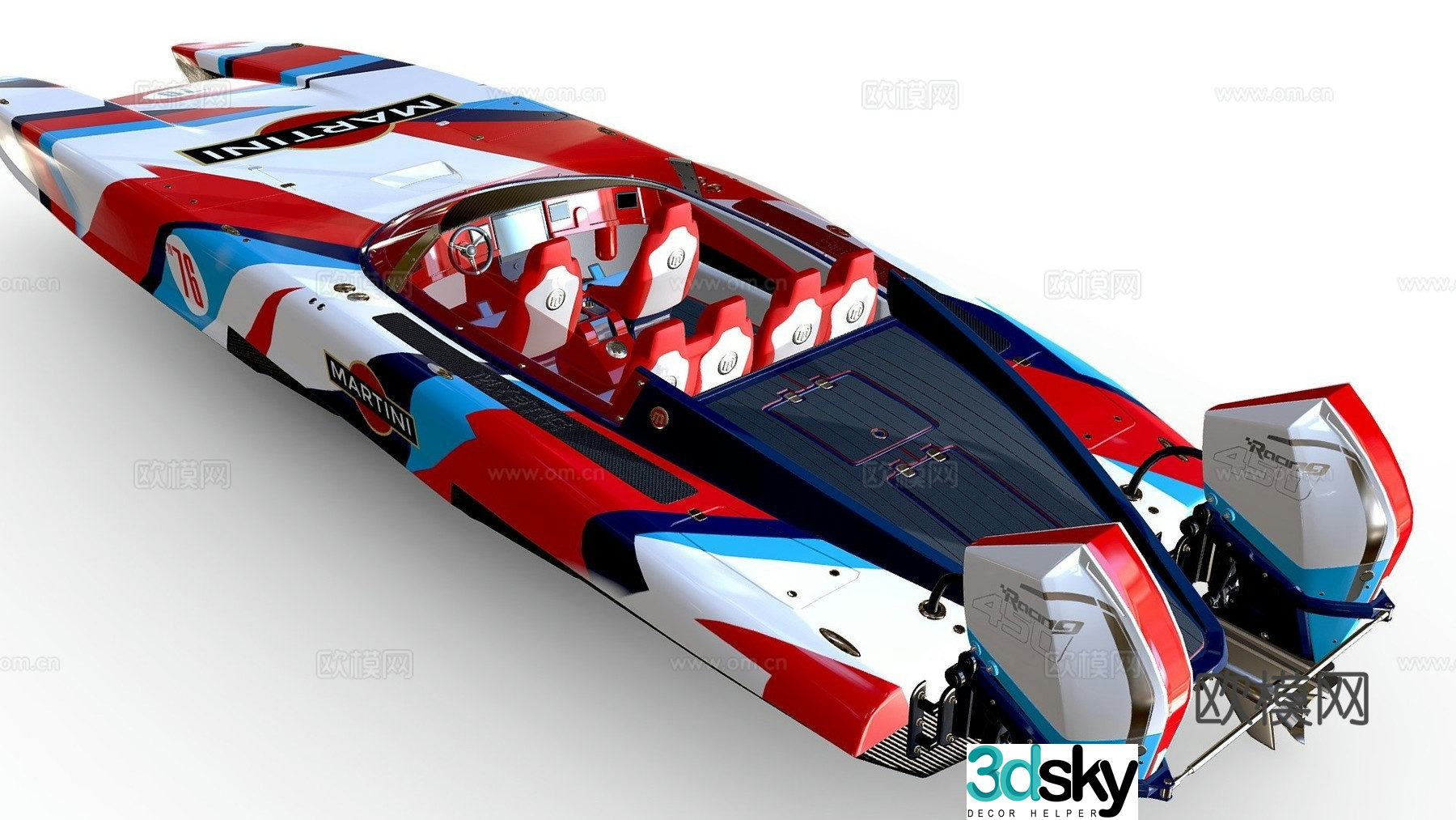 speedboat yacht motorboat 3d model