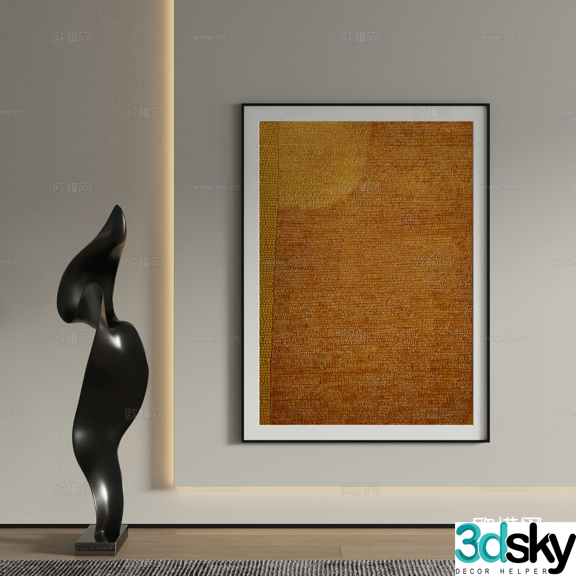 Modern decorative painting abstract painting hanging painting 3d model