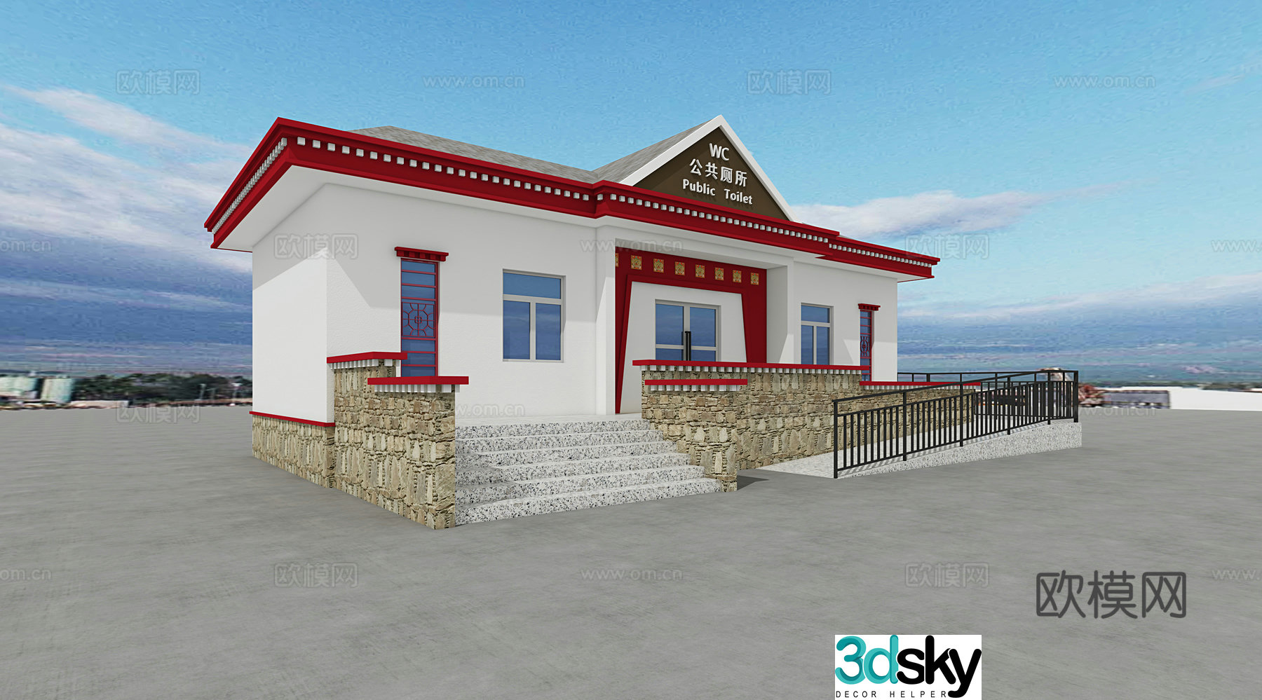 Ethnic style public toilet Tibetan public toilet Tibetan toilet 3d model