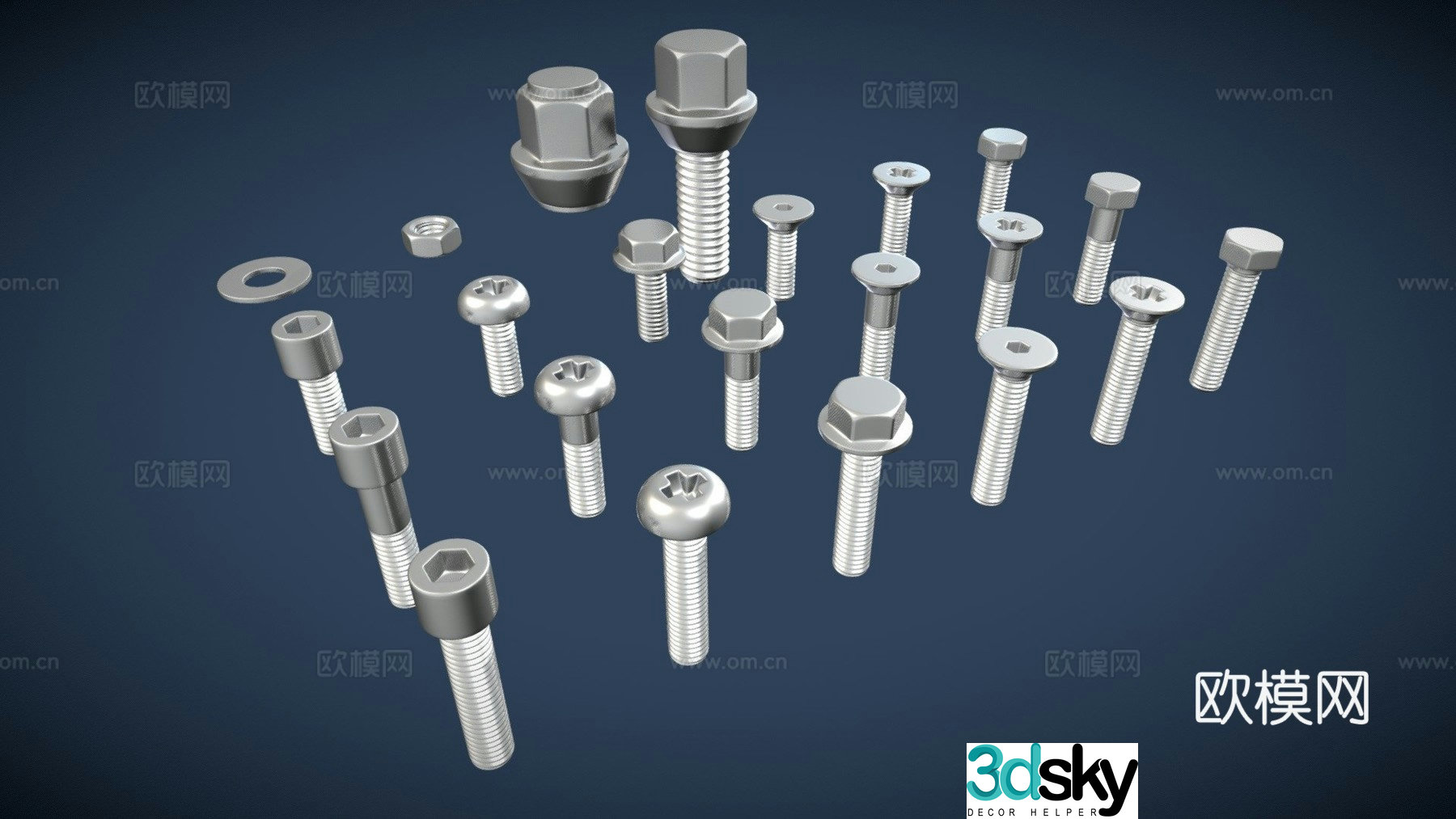 Hardware Bolt Nut 3d model