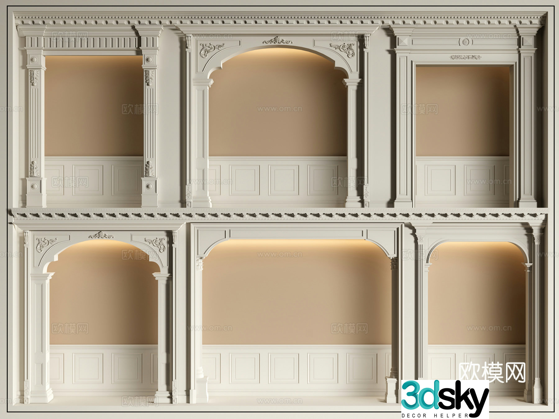European style door cover pass arch door opening 3D model