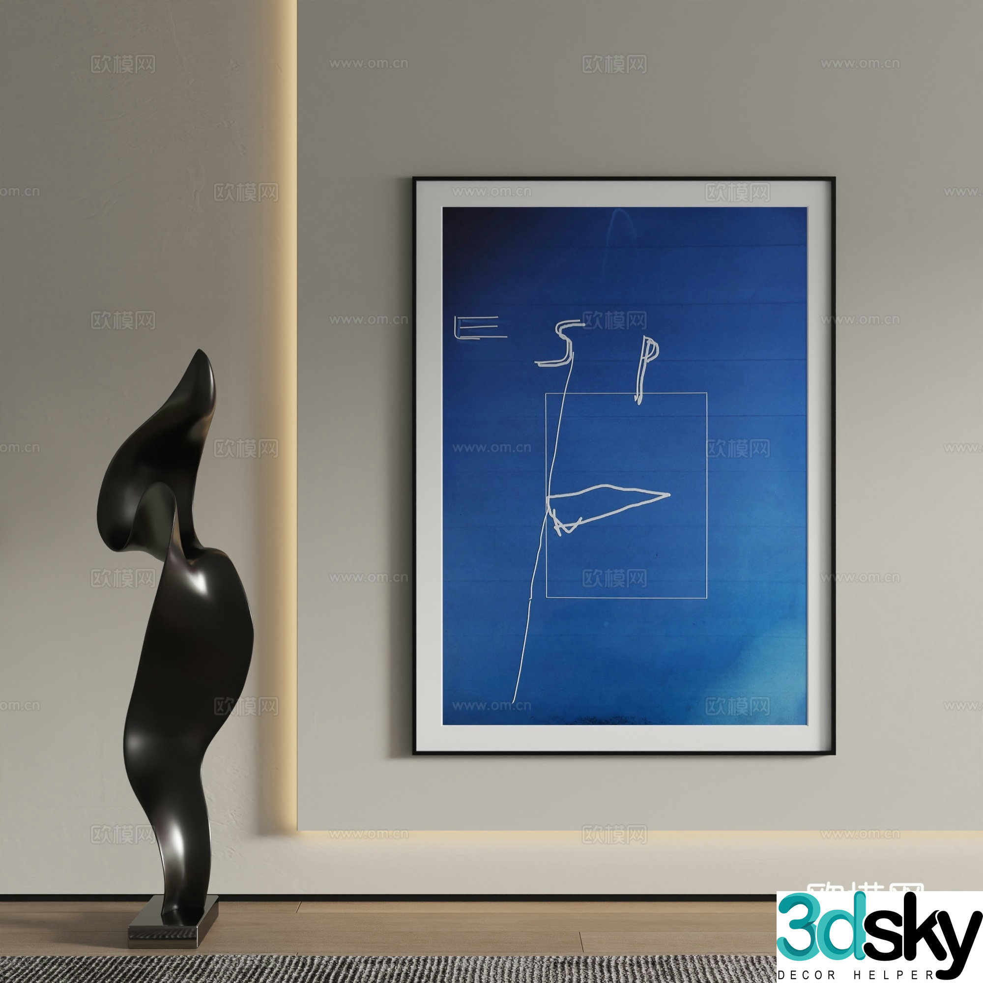 Modern decorative painting abstract painting simple painting 3d model