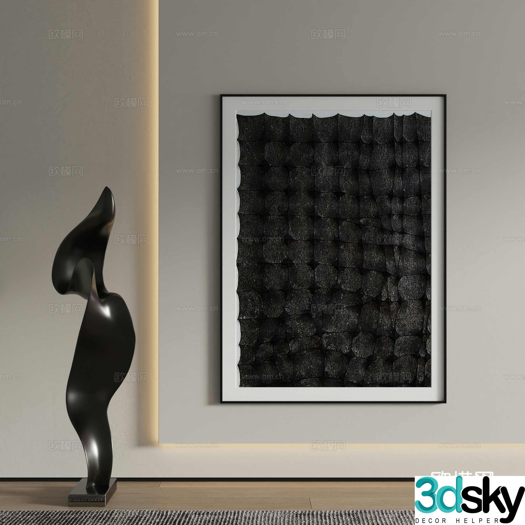 Modern decorative painting texture painting hanging painting 3d model