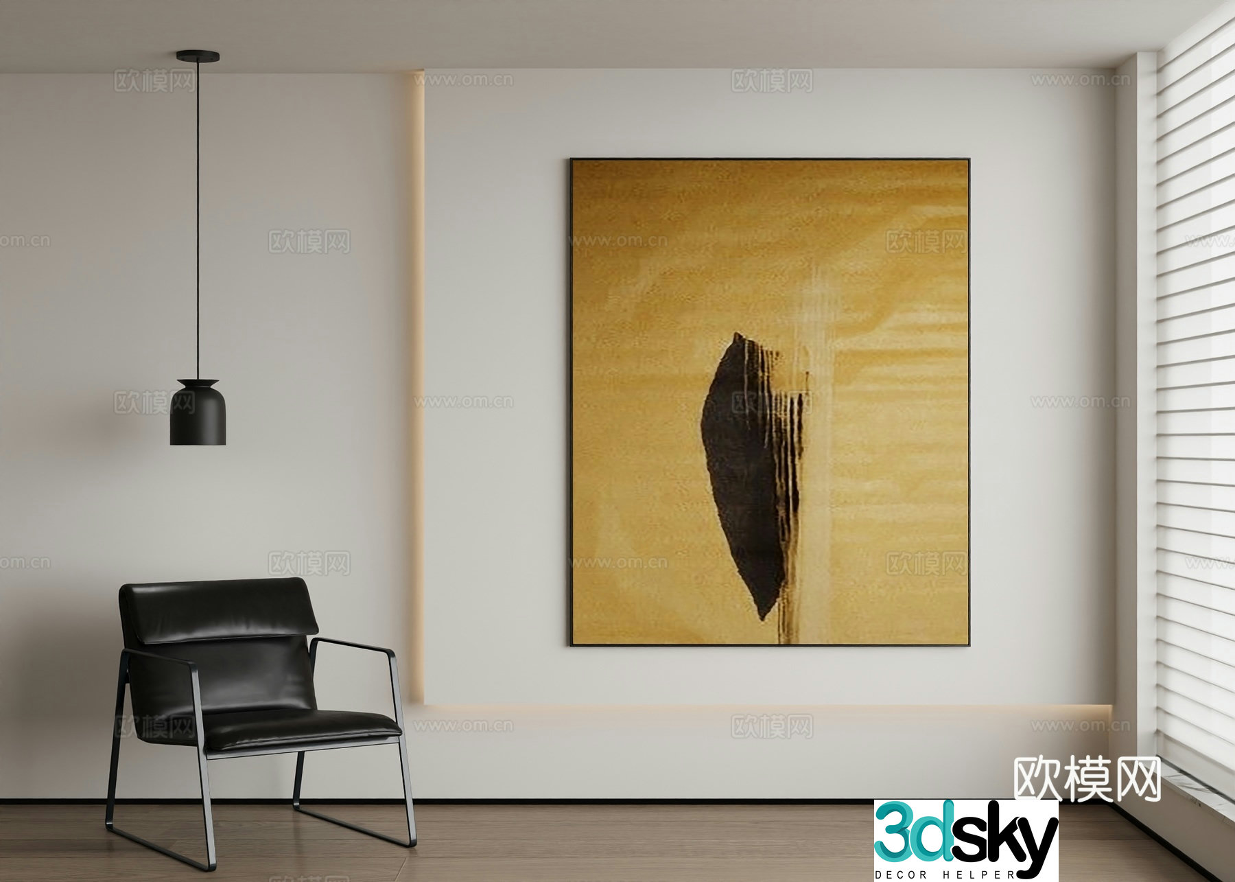 Modern abstract painting decorative painting 3d model