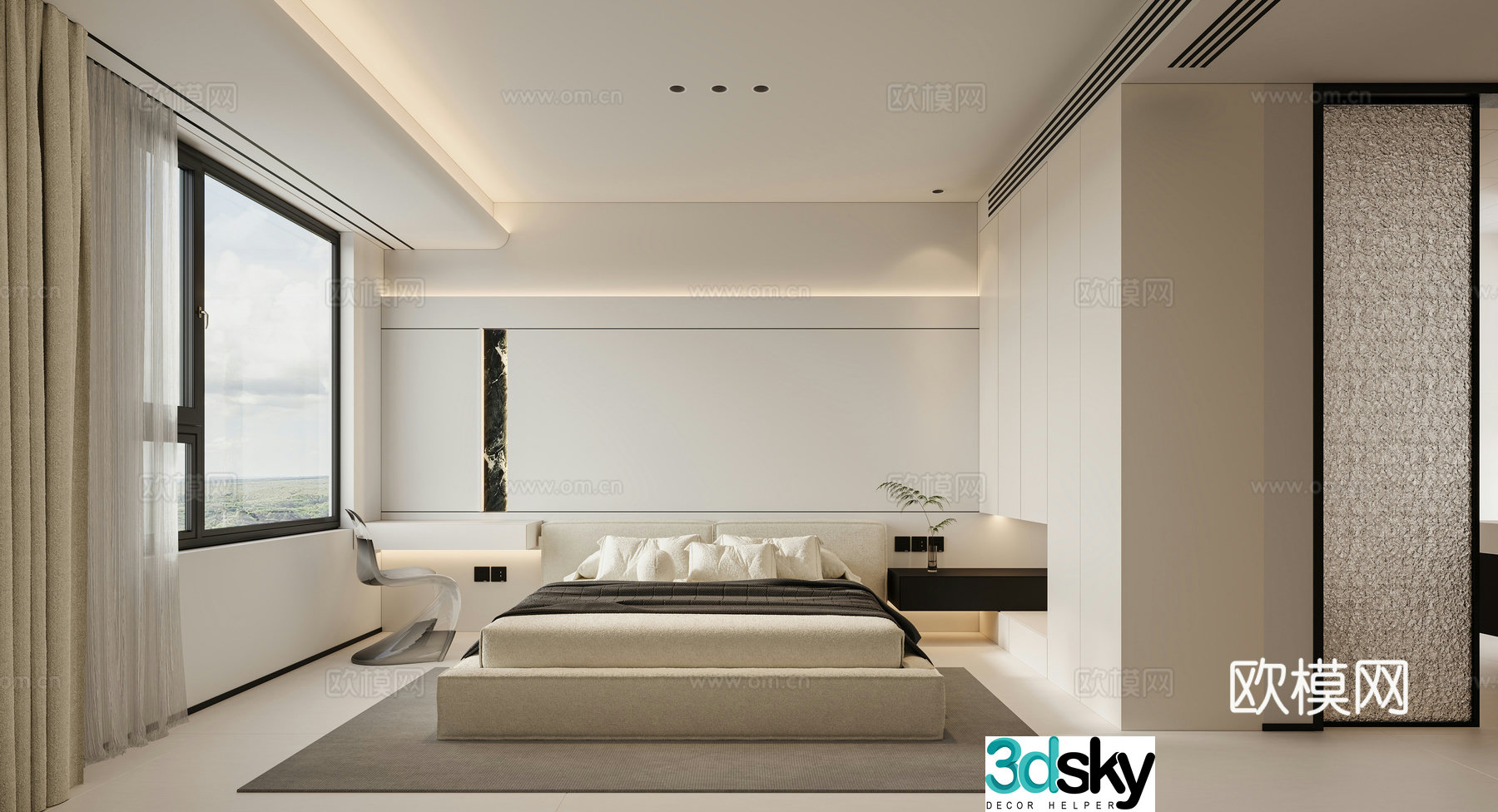 Modern bedroom master bedroom 3d model