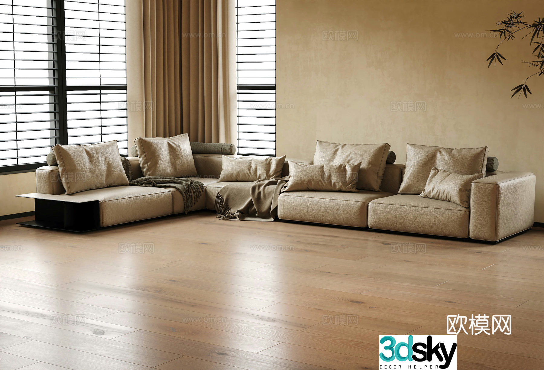 Multi-person sofa corner sofa 3d model