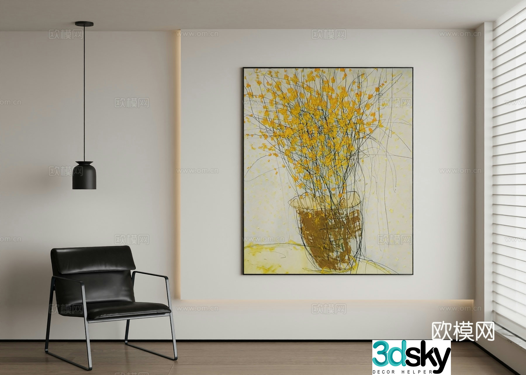 Modern abstract painting decorative painting 3d model