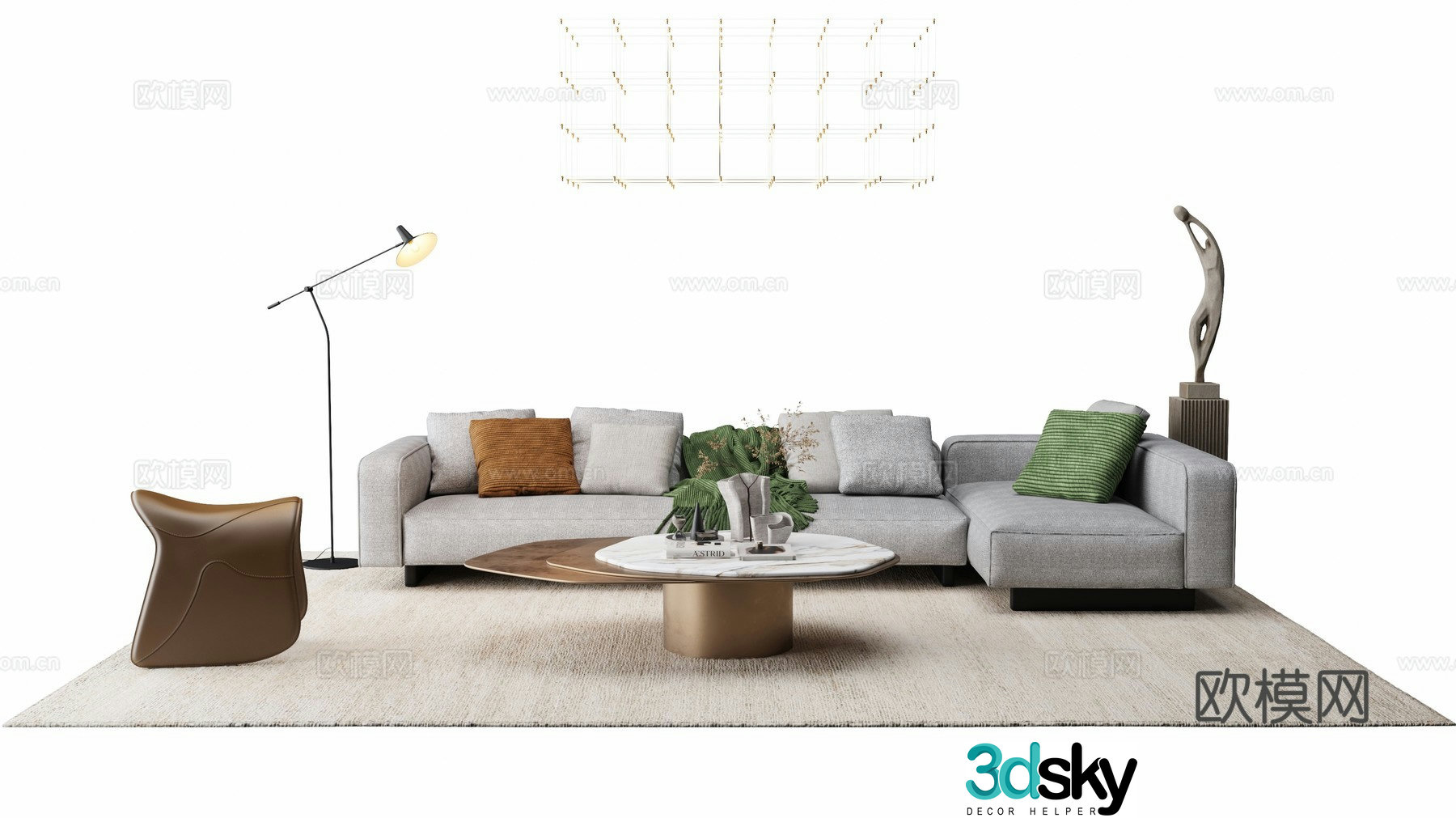 Modern corner sofa modular sofa fabric sofa 3d model