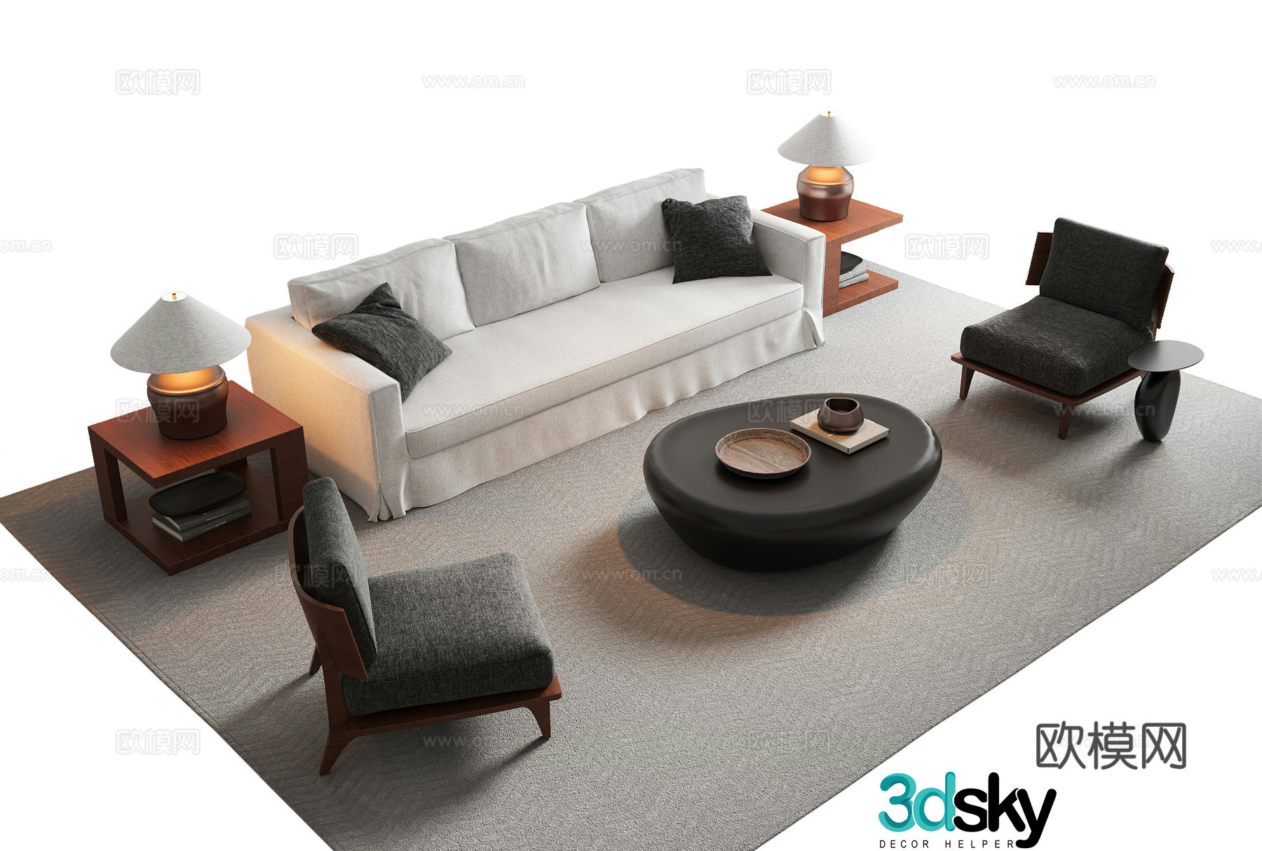 Modern sofa coffee table modular sofa 3d model