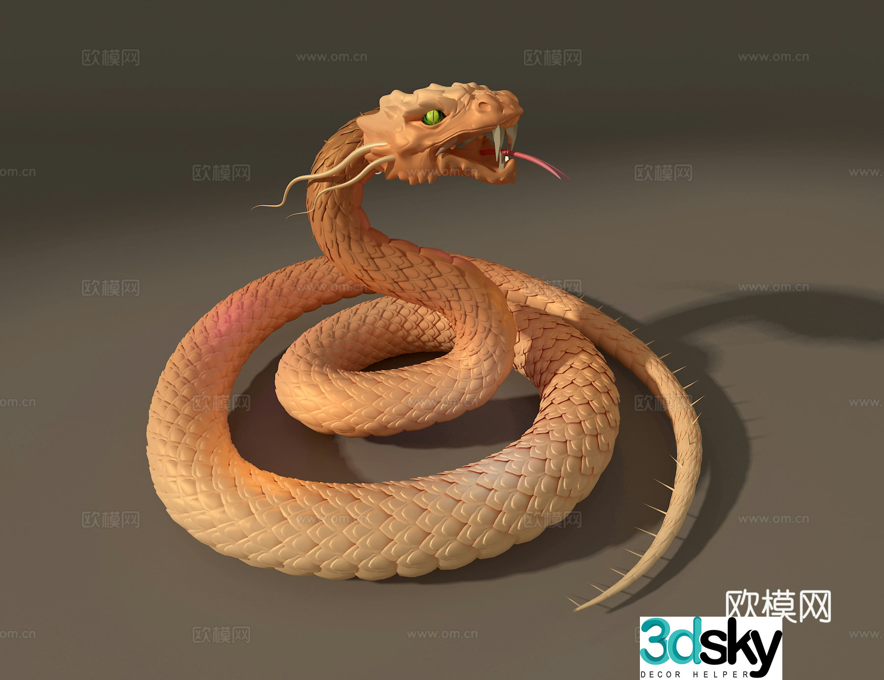Cartoon snake trendy toy sculpture ornament 3d model